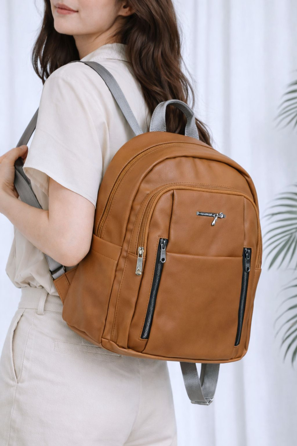 Image of Rayford Medium 25 L Backpack Korean Style Backpack Pintrest Aesthetic Charlie Bag Mustard Brown (Brown)
