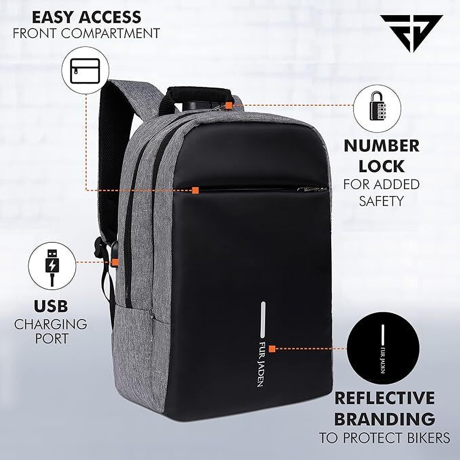 Image of FUR JADEN With Anti-Theft Number Lock, USB Charging Port & 15.6 Laptop Compartment 22 L Laptop Backpack