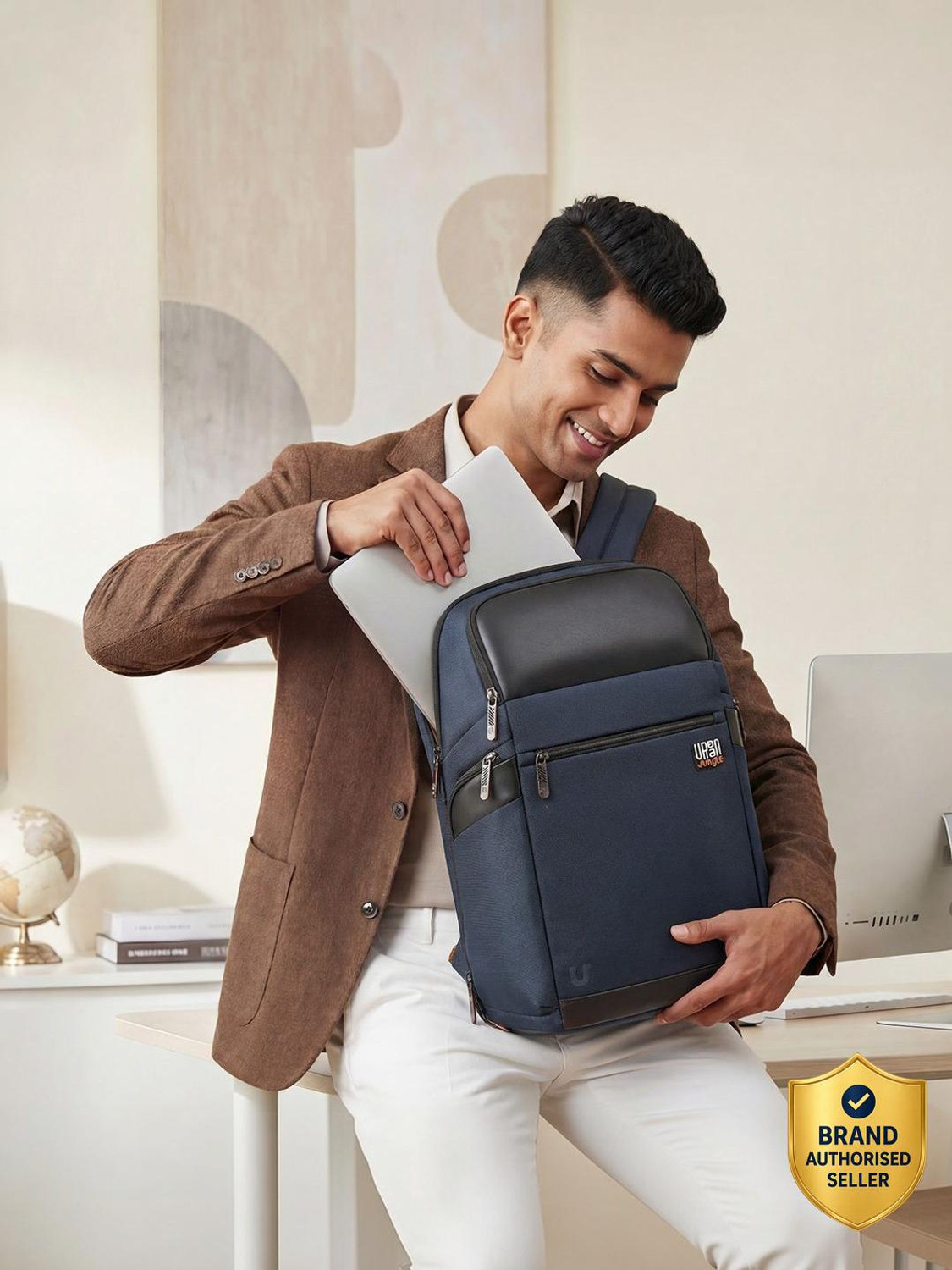 Image of Urban Jungle Layover Workpack, Water Resistant, Premium Polyester Laptop Backpack- Blue 24 L Laptop Backpack
