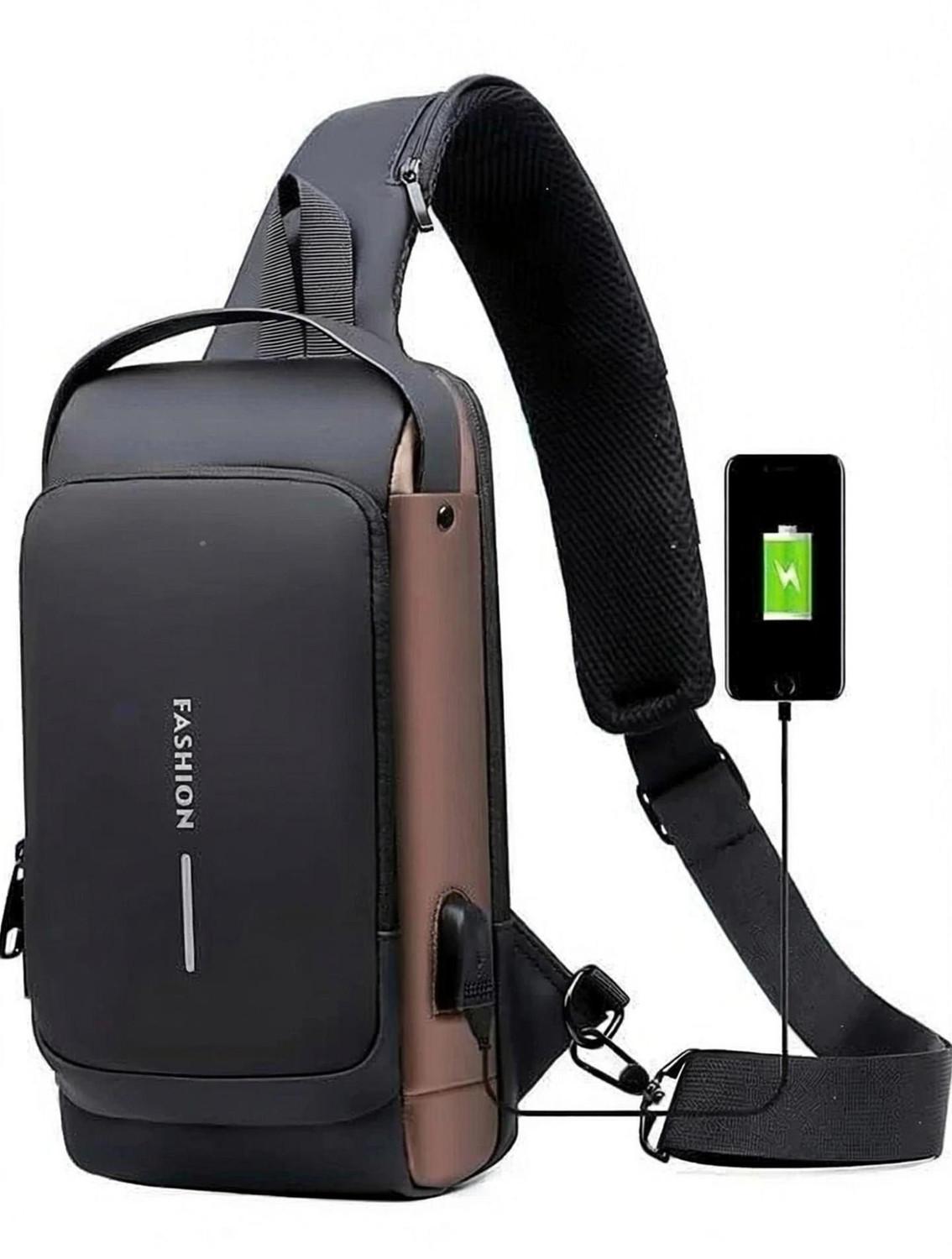 LUHI Small 6 L Laptop Backpack Anti-theft Water-Resistant Cross body Bags With USB Charging Port Bag Phone (Black, Brown)