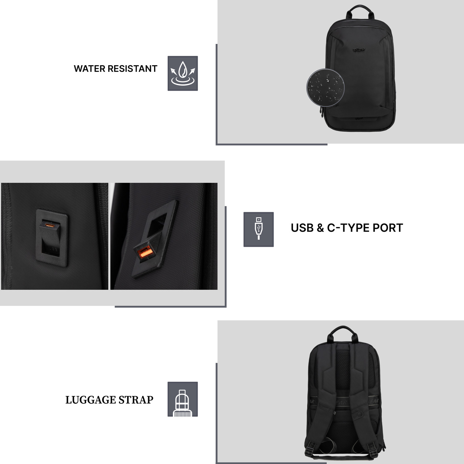 Image of F Gear Capri 20L Premium Backpack|180 Wide Opening Design|USB & Type-C Charging Port 20 L Laptop Backpack