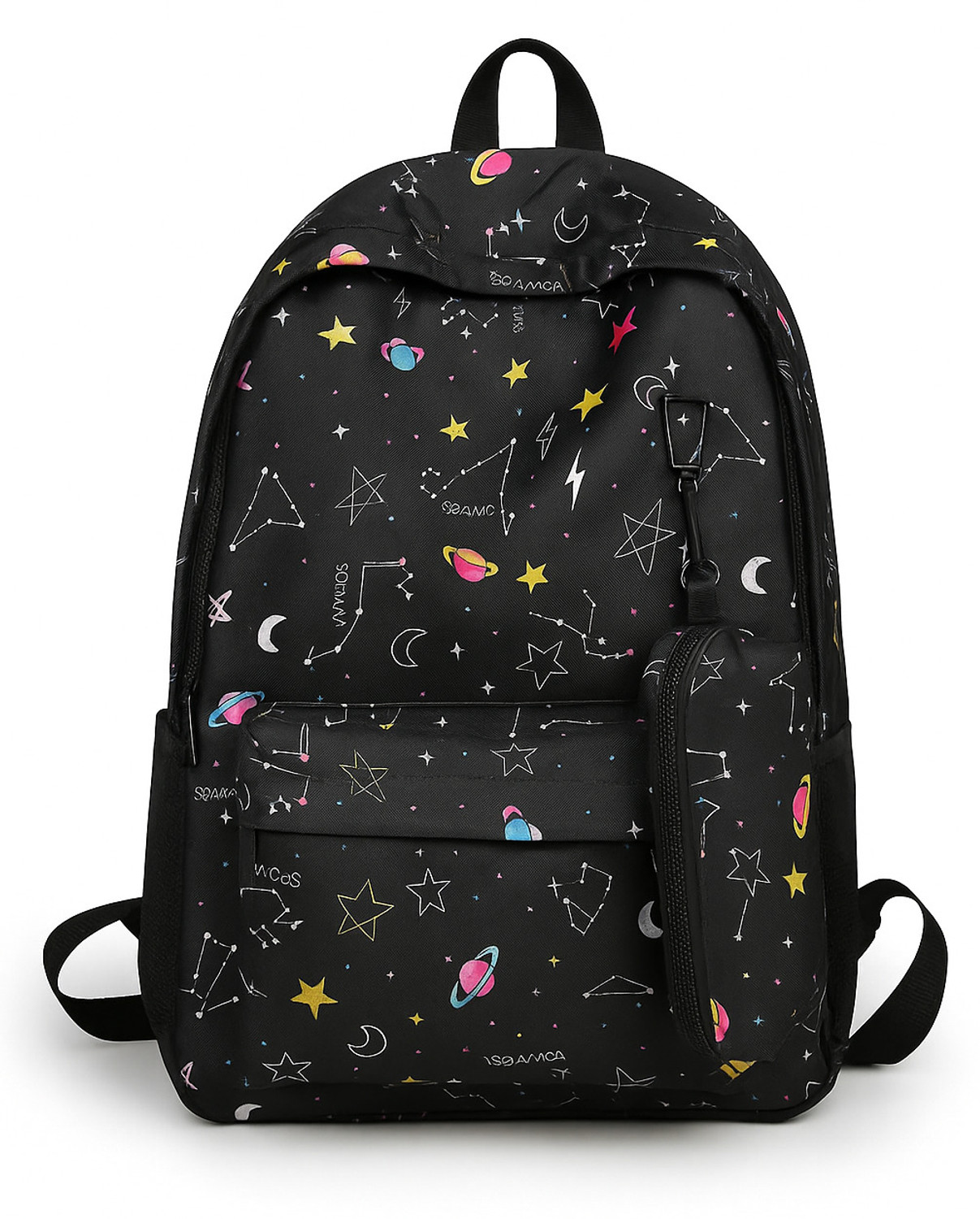 Image of sizzling Galaxy Space Backpack, Black with Stars, School Travel Collage Bag 17 L Backpack