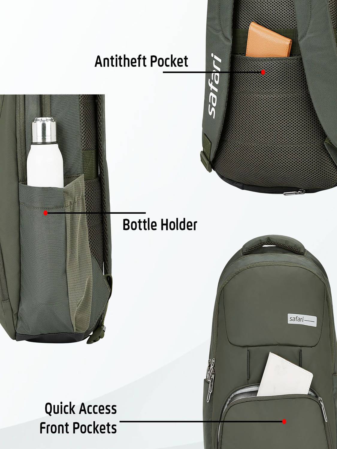 SAFARI Bolt 30L Laptop Backpack (Green) - Image 4