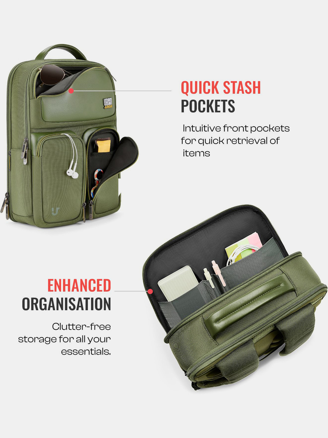 Image of Urban Jungle Wayfarer Workpack- Olive 20 L Laptop Backpack