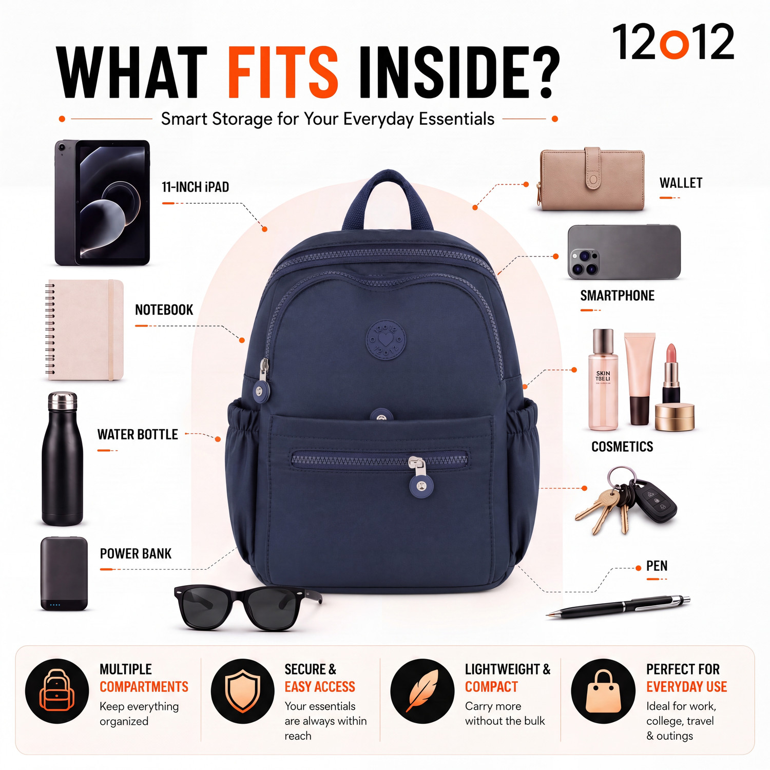 Image of TS WITH TECHSUN Women's Stylish Mini Backpack for Travel, Work, Office, Picnic & Shopping 10 L Trolley Backpack