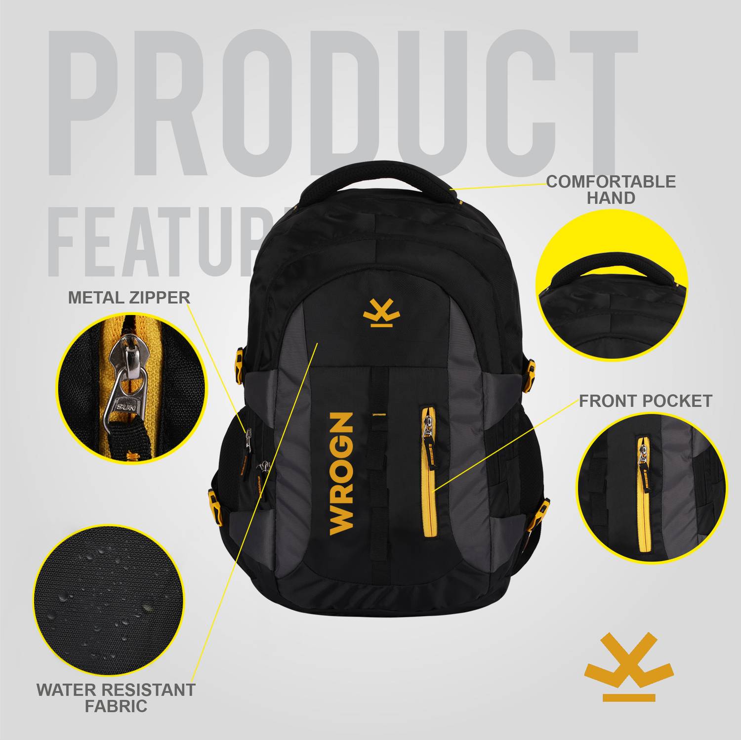 WROGN 3 Compartments 45L Laptop Backpack Pack of 3 - Image 3