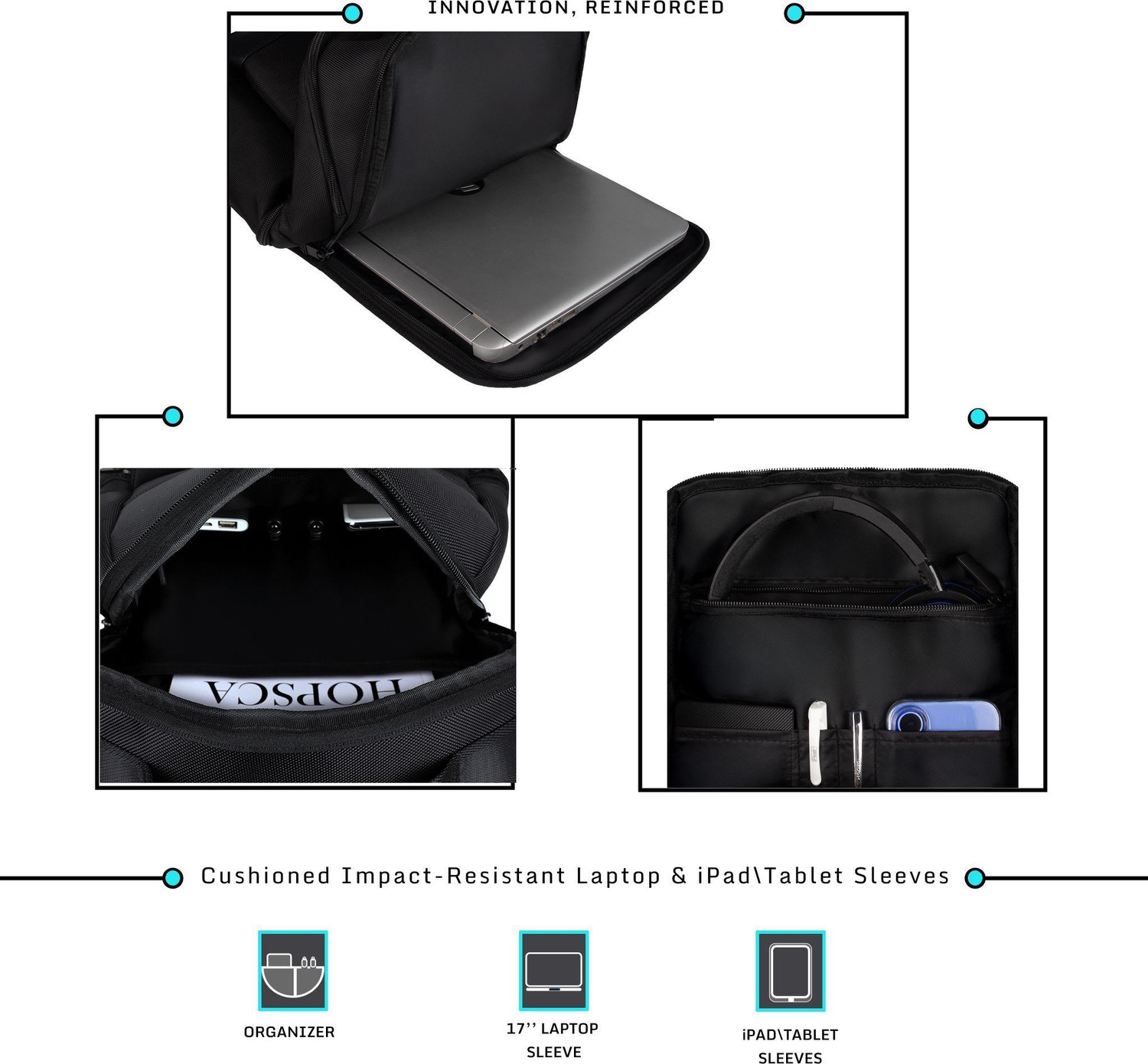 Image of F Gear Varello 23L Black Laptop Backpack | 17 inch Laptop, USB & Type-C Port 23 L Laptop Backpack