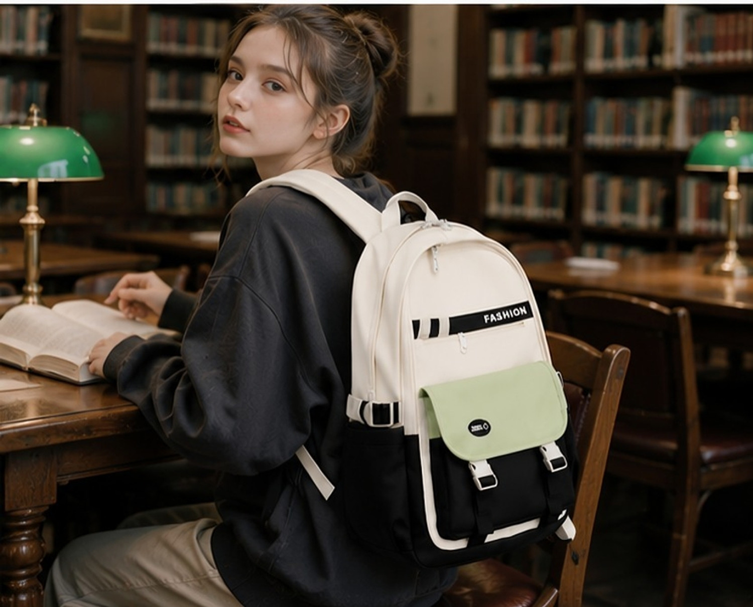Image of arisen Unisex Panda Style Korean Backpack Waterproof College & Travel Backpack 40 L Trolley Backpack