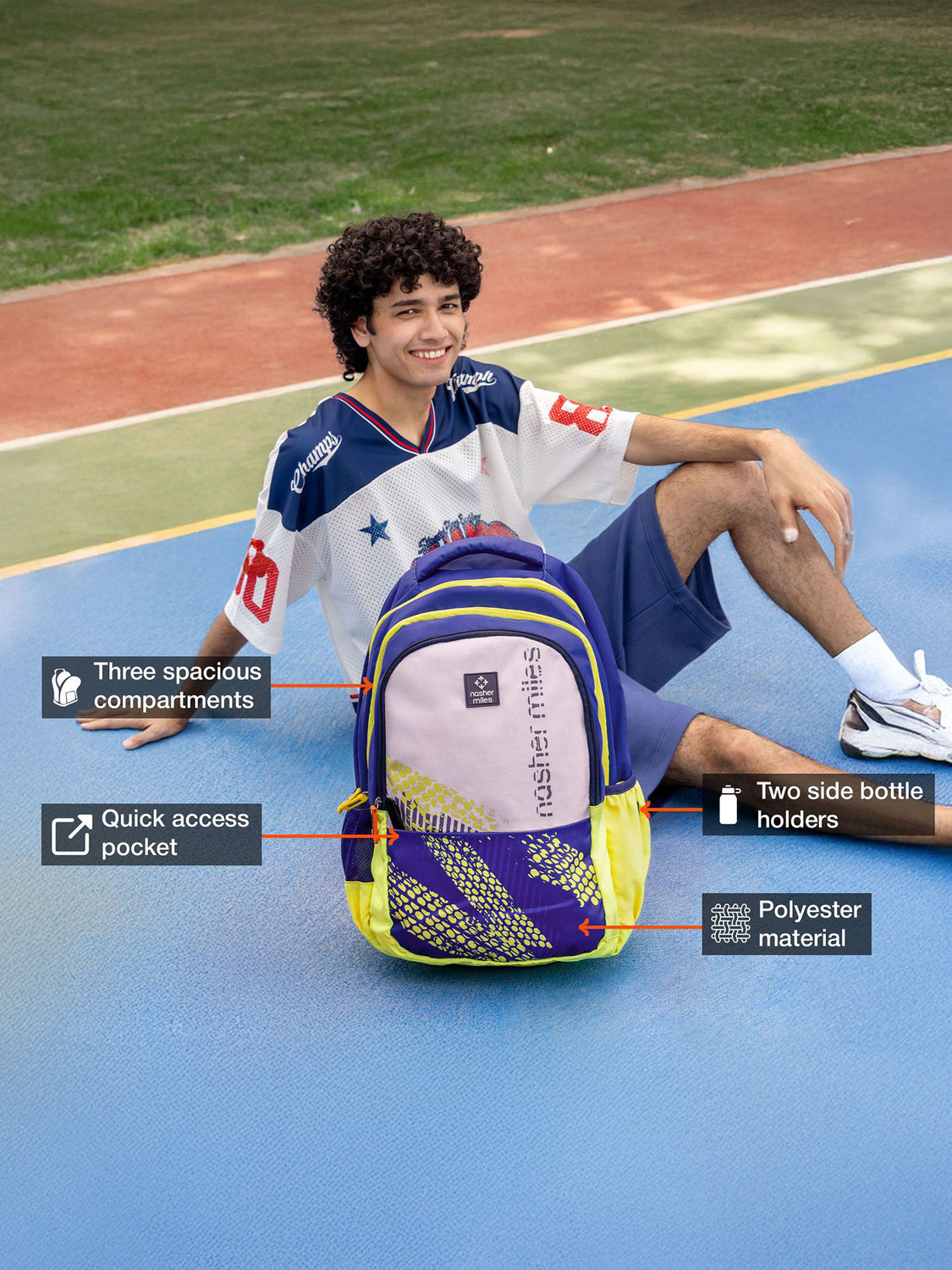 Image of NASHER MILES Kinetics | 3 Compartments | Rain Cover | Casual | College | School 45 L Laptop Backpack