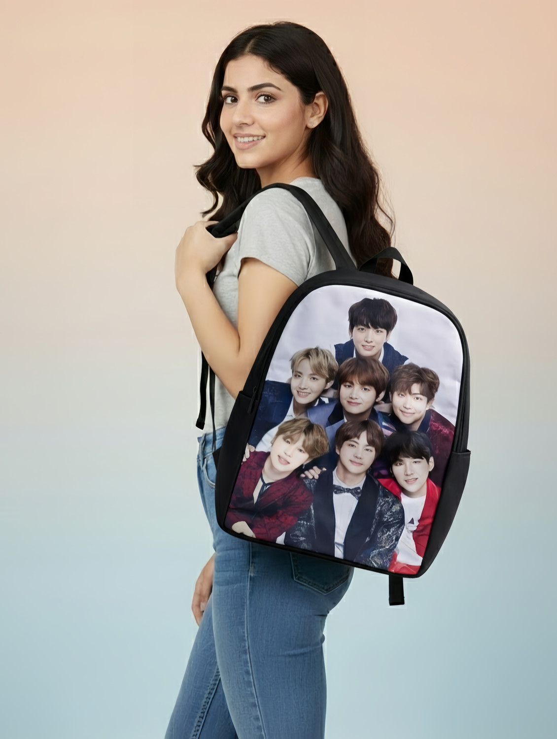 Image of Fashionlife Stylish BTS Printed School /College Backpack for Girls & Boys With Black Base 21 L Backpack