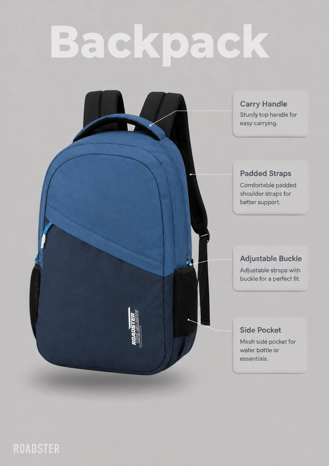 Roadster Large 38L Travel Office School Backpack - Image 4