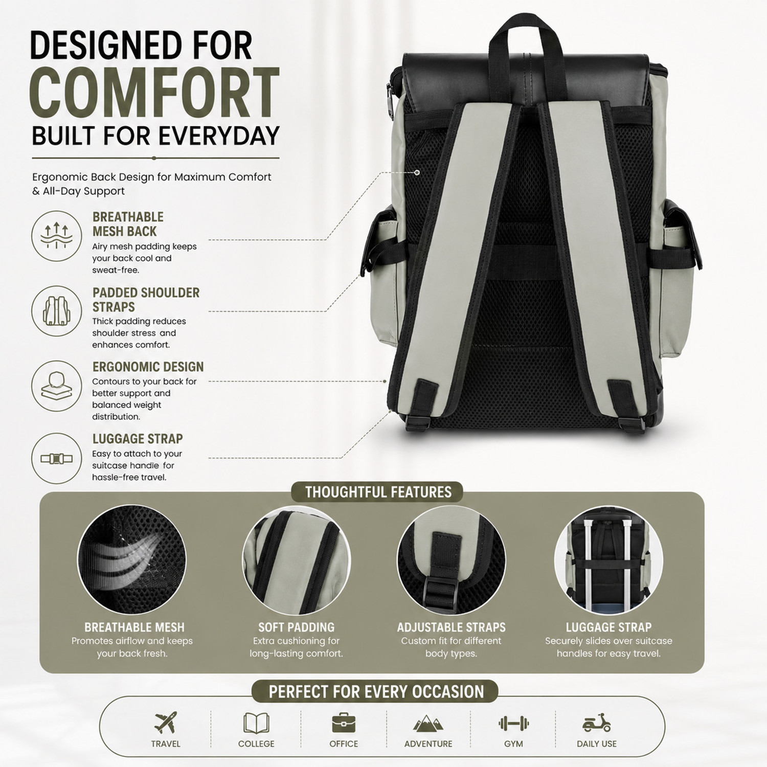 Image of HRX by Hrithik Roshan Leather Laptop Backpack with USB Charging Port Water Resistant Travel Bag 35 L Laptop Backpack