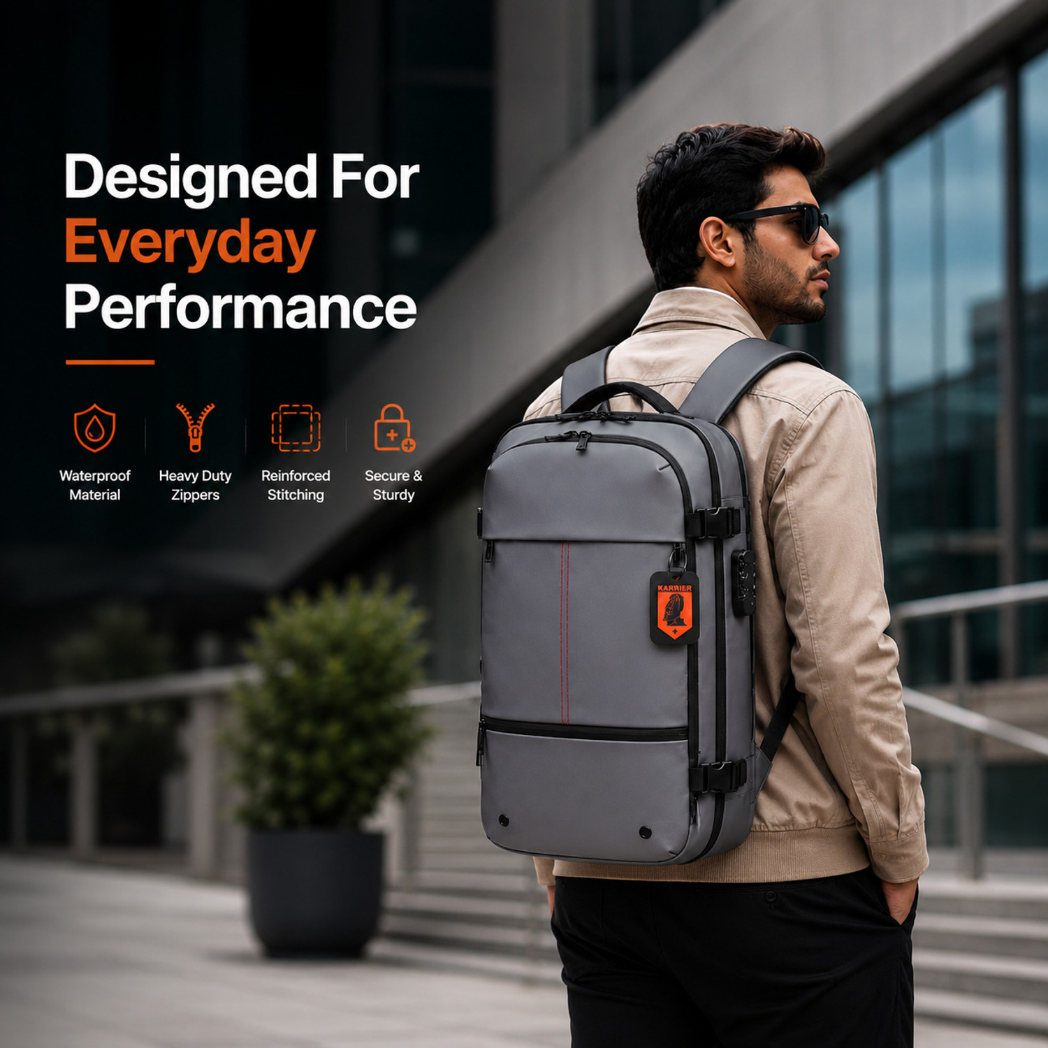 Image of KARRIER Vacuum Compression Backpack with Built-in System for Clothes & Gear 60 L Backpack