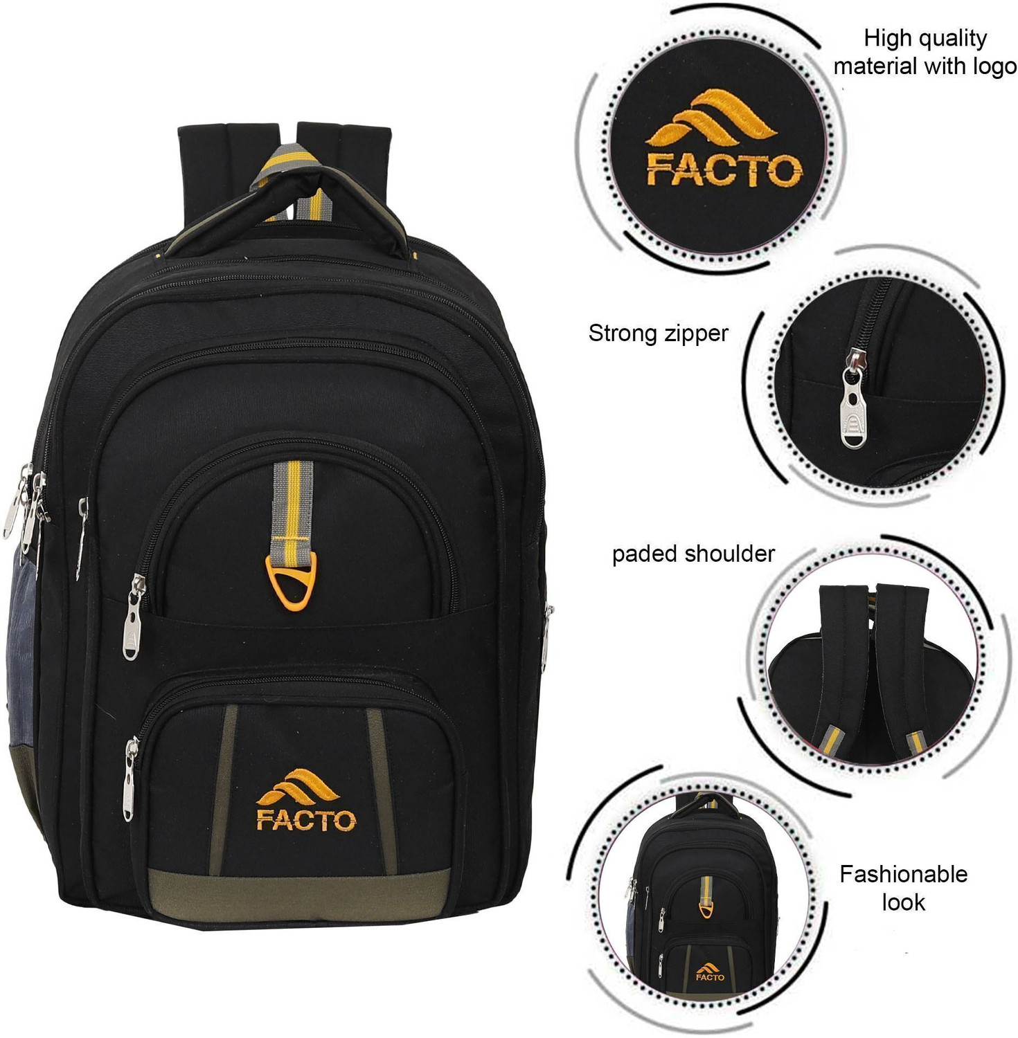 Image of facto Stylish Waterproof School bag 6th to 10th Class 70 L Backpack