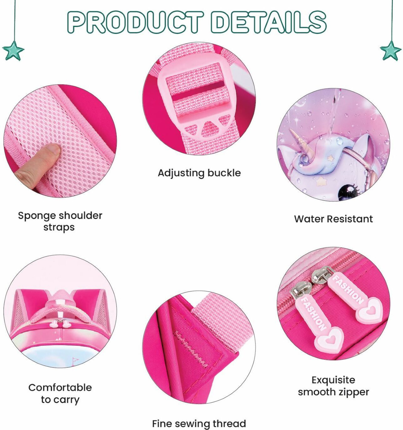 Image of SYGA Unicorn Design, Waterproof & Ultra-Light School Bag for Primary School Students 3 L Backpack