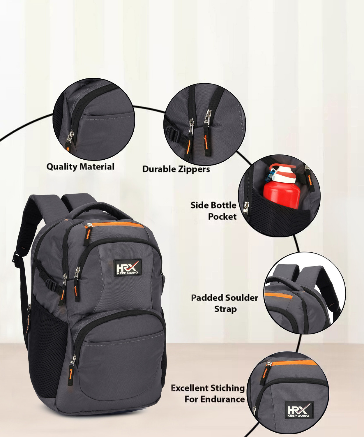 Image of HRX by Hrithik Roshan Buster Unisex Bag with-40.3L 40.3 L Laptop Backpack