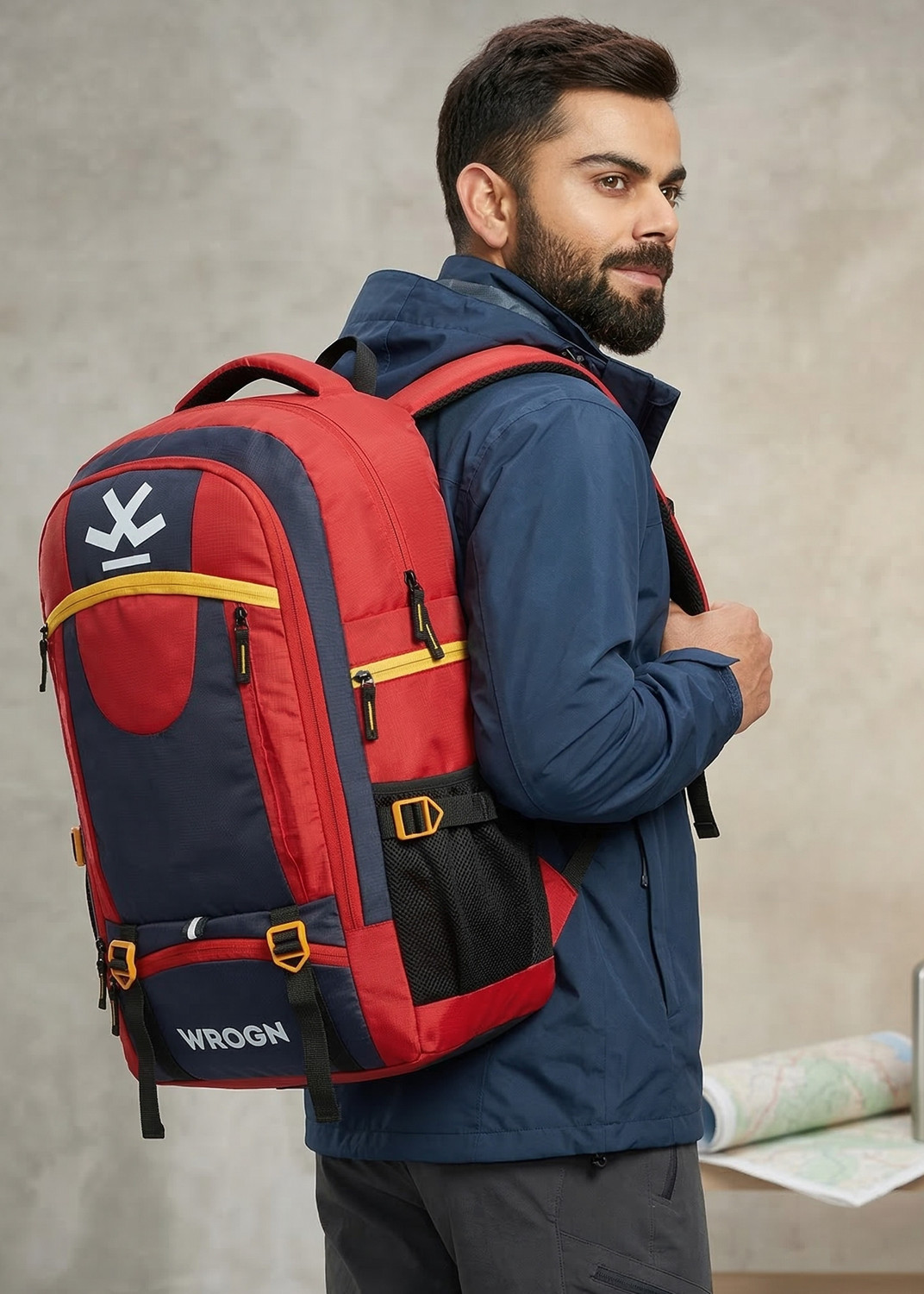 Image of WROGN Large Travel Trekking Bag Adjustable Straps for Travel Hiking & Outdoor 55 L Backpack