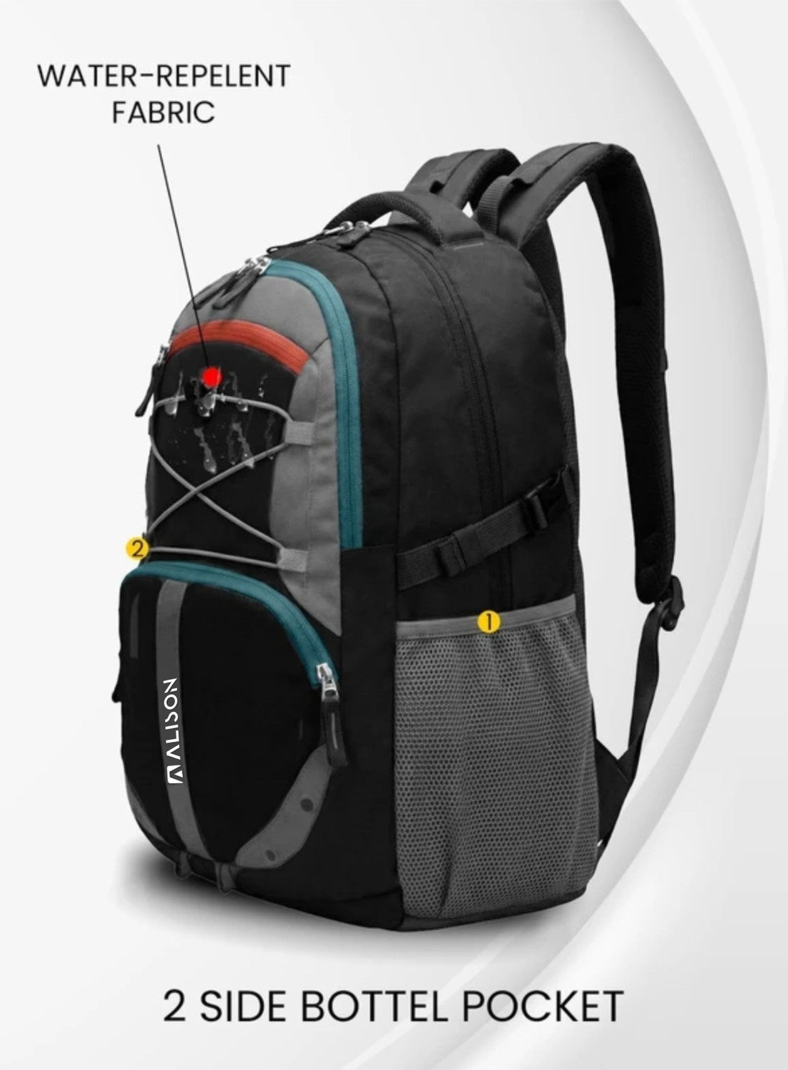 Image of Alison spacious /large laptop backpack with Raincover, college bag, travel bag 35 L Backpack