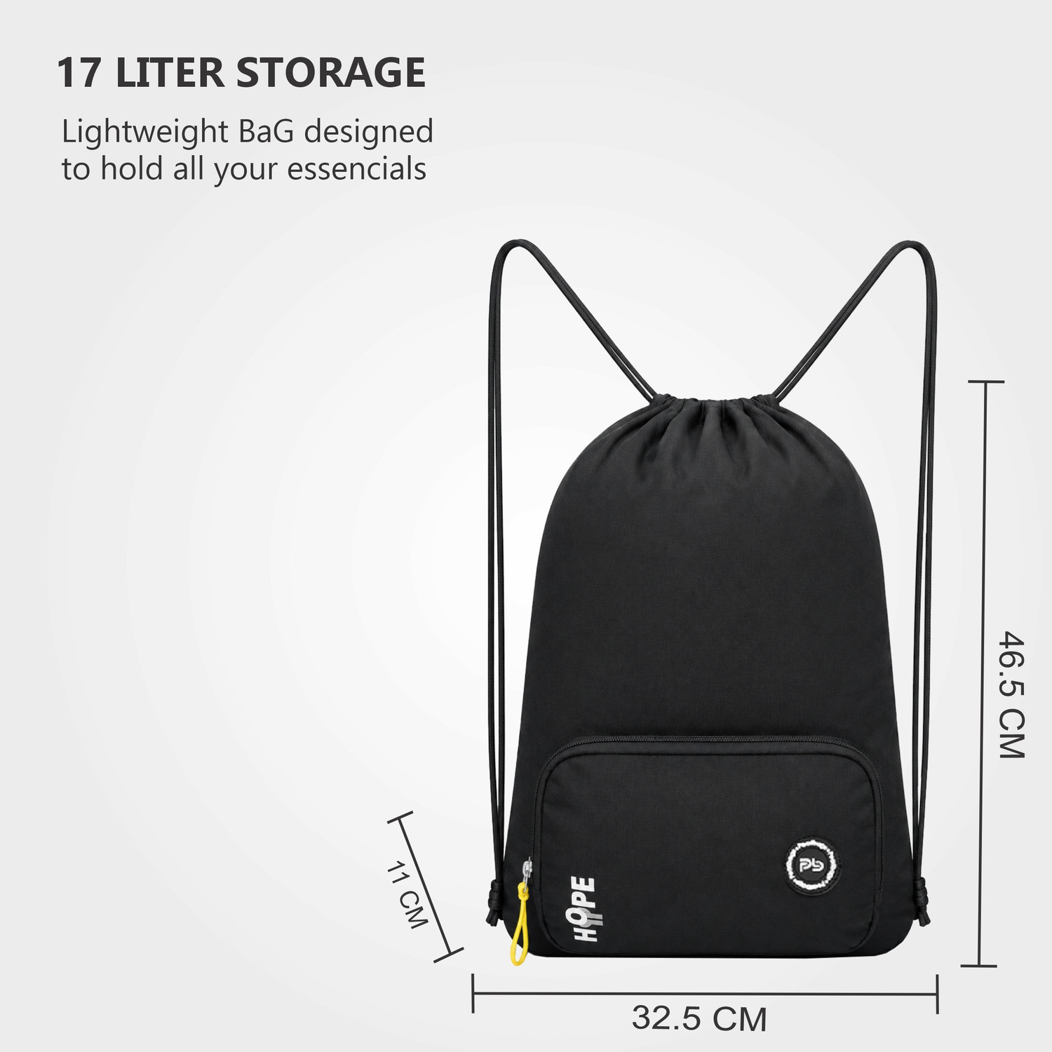 Image of PB Pearl Bags Premium Polyester Drawstring / Dori Bag with Front Zip Pocket (46.5x32.5X11 CM) 17 L Backpack