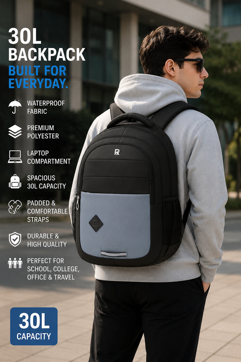 Image of Roadster Unisex Waterproof Laptop Backpack with Spacious Storage Design for College 30 L Laptop Backpack