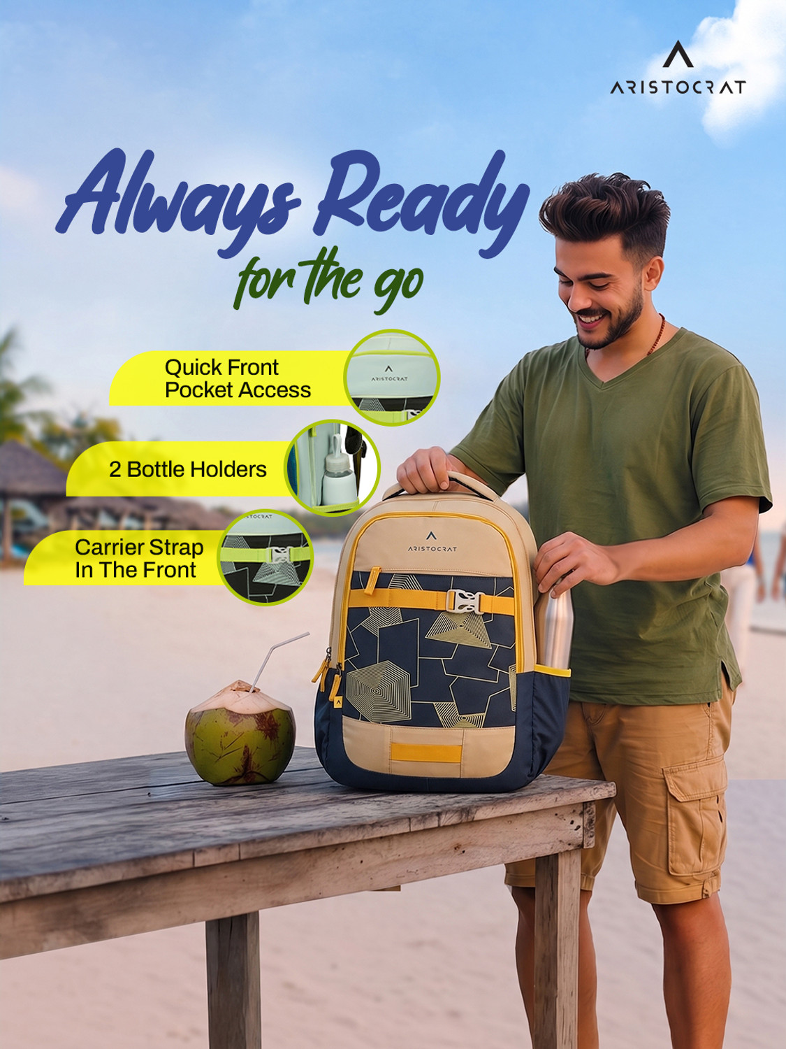 Image of ARISTOCRAT Buzz Casual Backpack with 3 Specious Compartments and Quick-Access Front Pocket 30 L Backpack