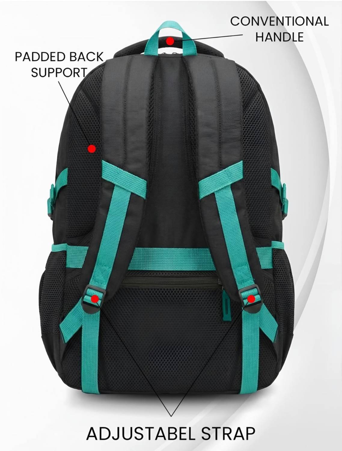 HINEX 45L Black Laptop Backpack - Image 4
