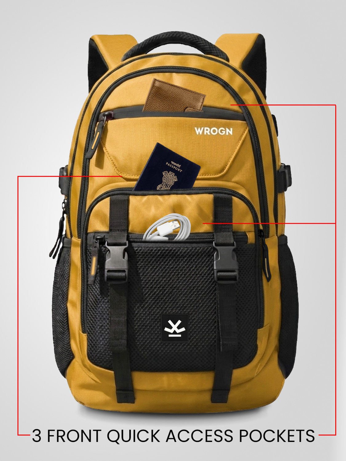 Image of WROGN Unisex Ashper 2.0 with USB Port, Rain Cover and Reflective Strip 42 L Laptop Backpack