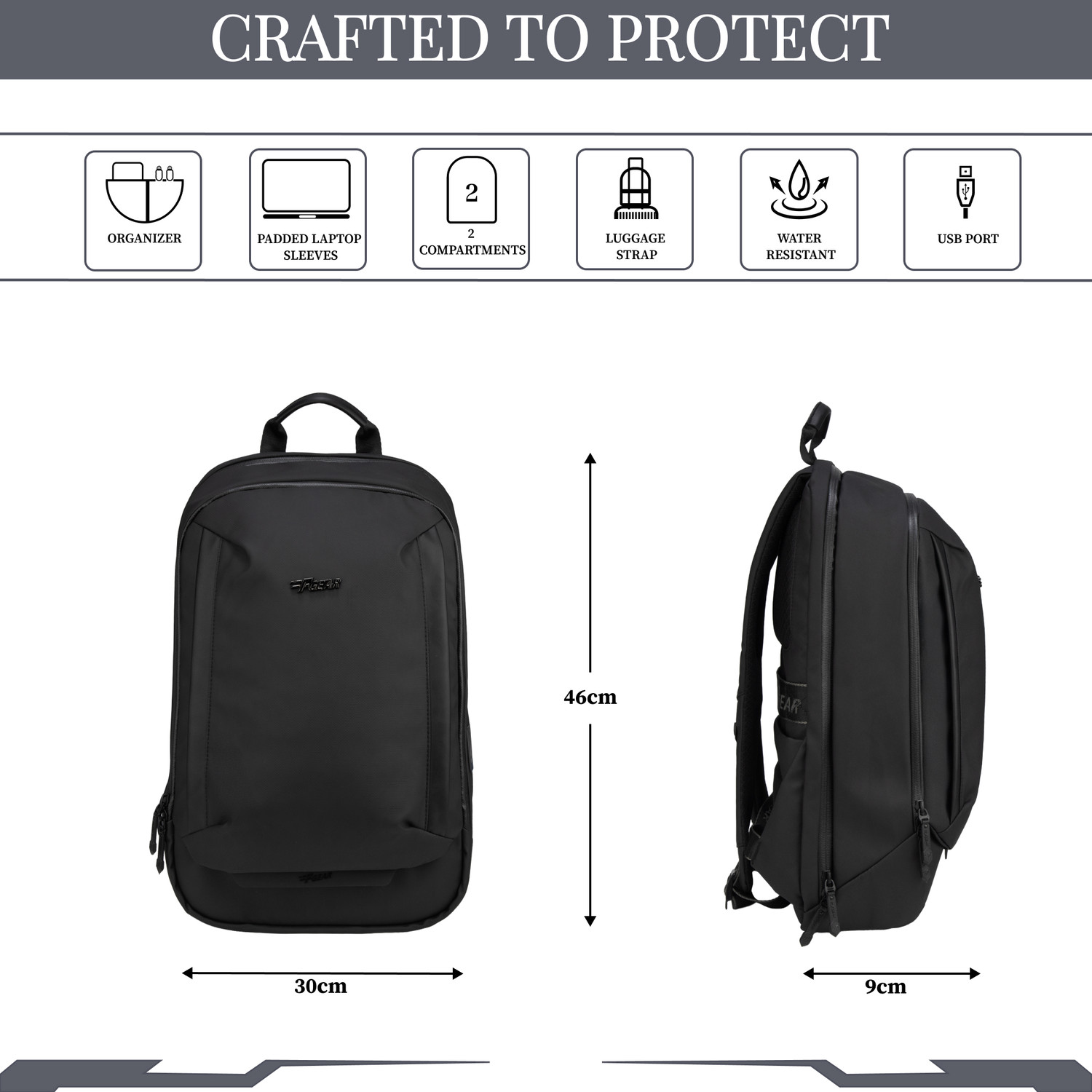 Image of F Gear Capri 20L Premium Backpack|180 Wide Opening Design|USB & Type-C Charging Port 20 L Laptop Backpack