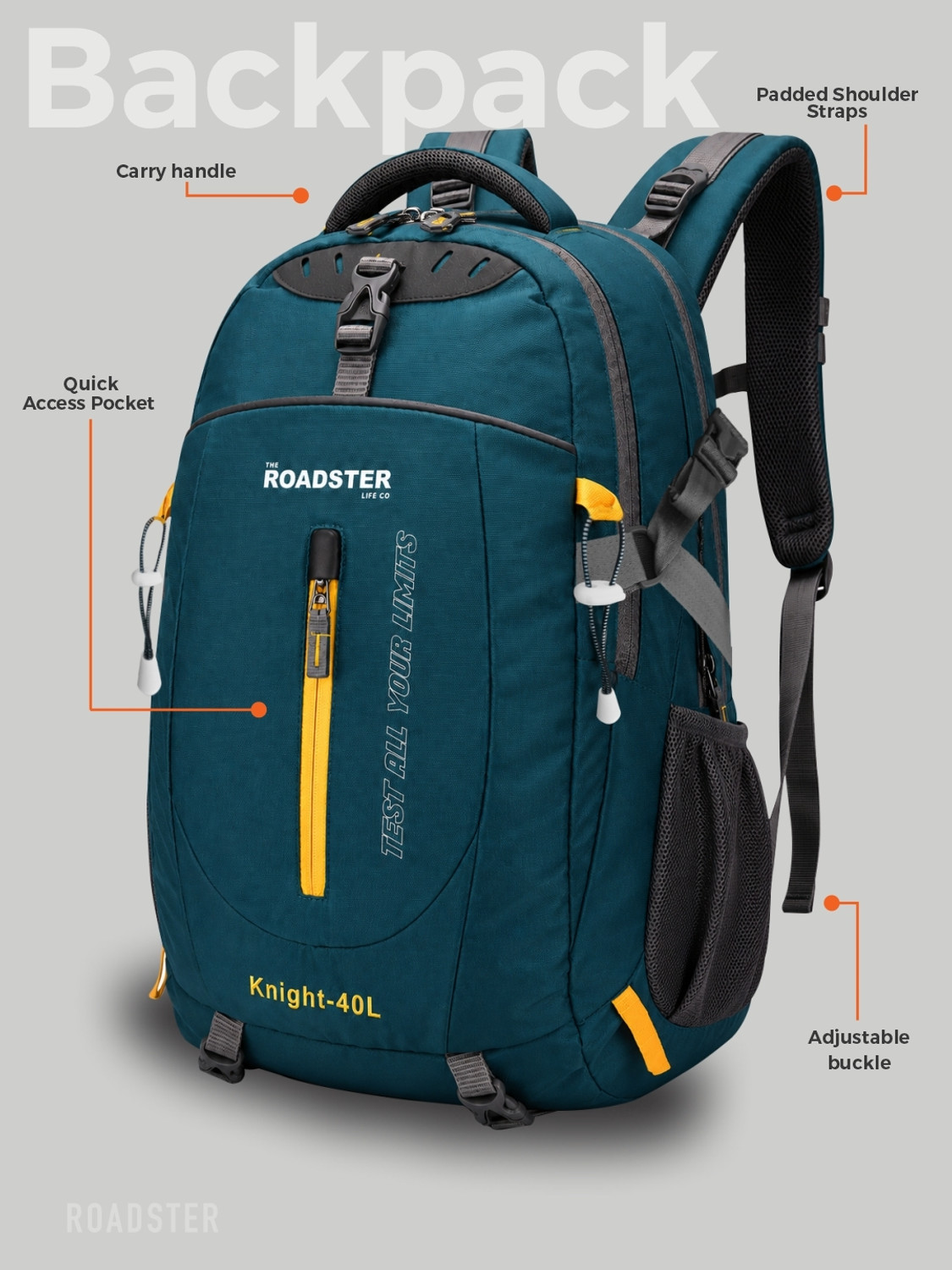 Image of Roadster Knight Pro Unisex 40 L Travel Backpack with Anti Theft Pocket & Rain cover 40 L Laptop Backpack