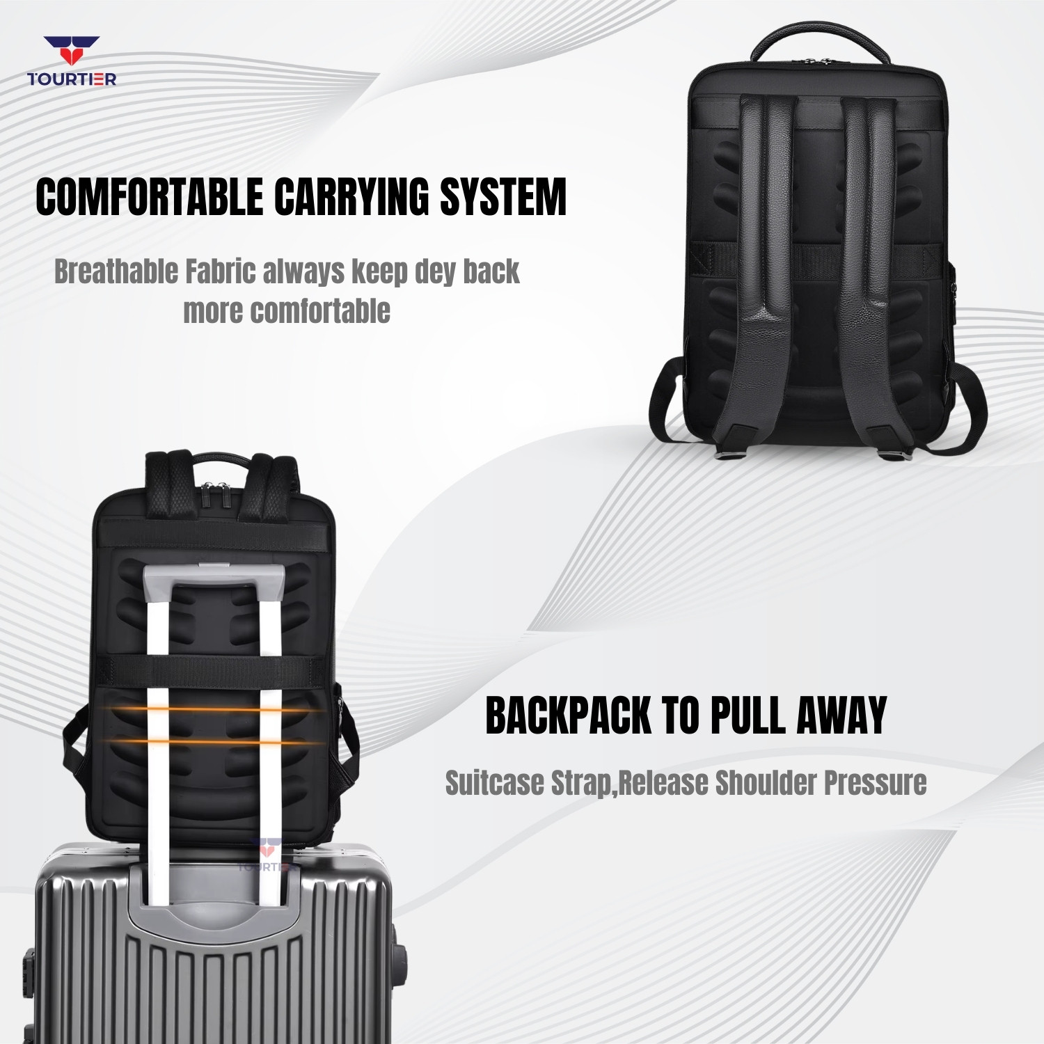 Image of TOURTIER Expandable with Shoe Compartment, Trolley Strap Bag for Office, College, Travel 25 L Laptop Backpack