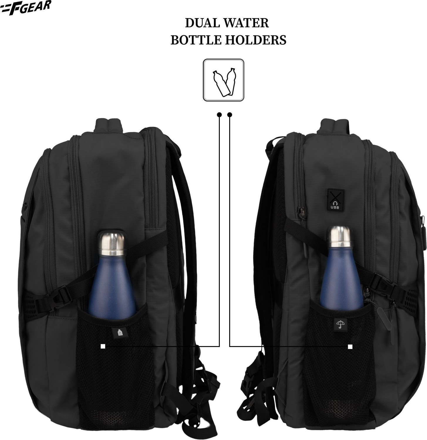 Image of F Gear Amalfi 30L Backpack|3 Spacious Compartments|Multi Use Port|Sternum Strap 30 L Laptop Backpack