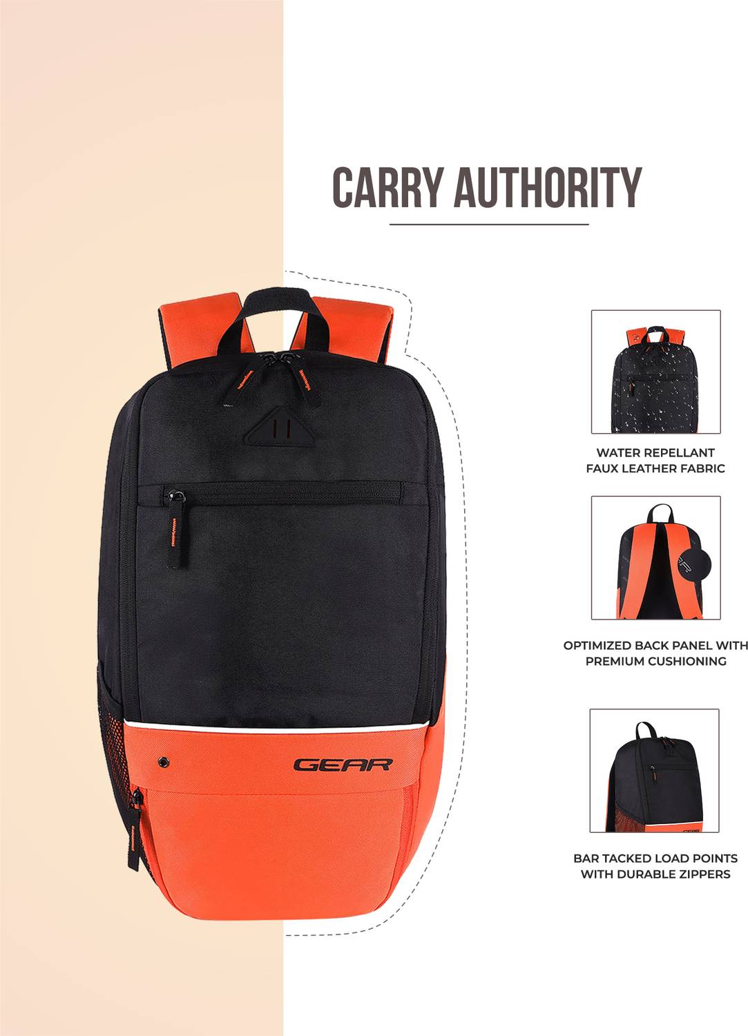 Gear SUPERIOR XL BACKPACK 17 L Backpack BLACK-SKI ORANGE - Price