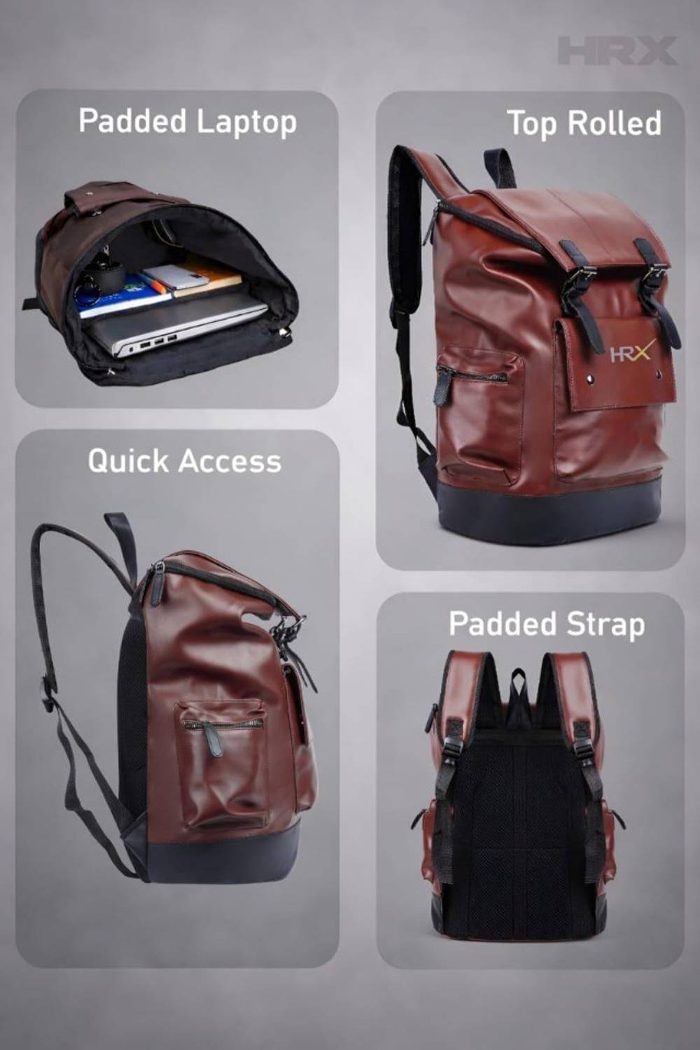 HRX 35L Leather Anti Theft Laptop Backpack - Image 4