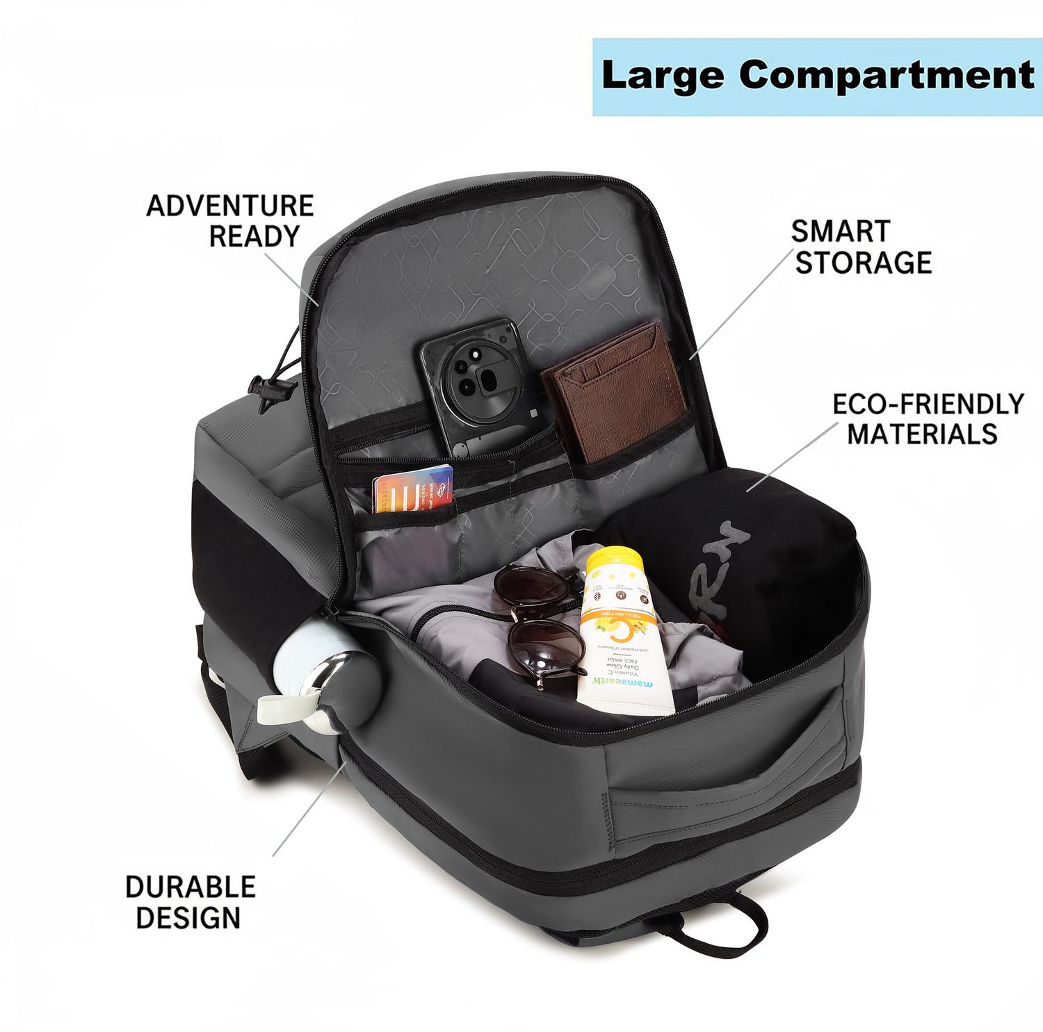 Image of veluvia Large 32 L Backpack Varsity Elite (Grey) 32 L Trolley Backpack