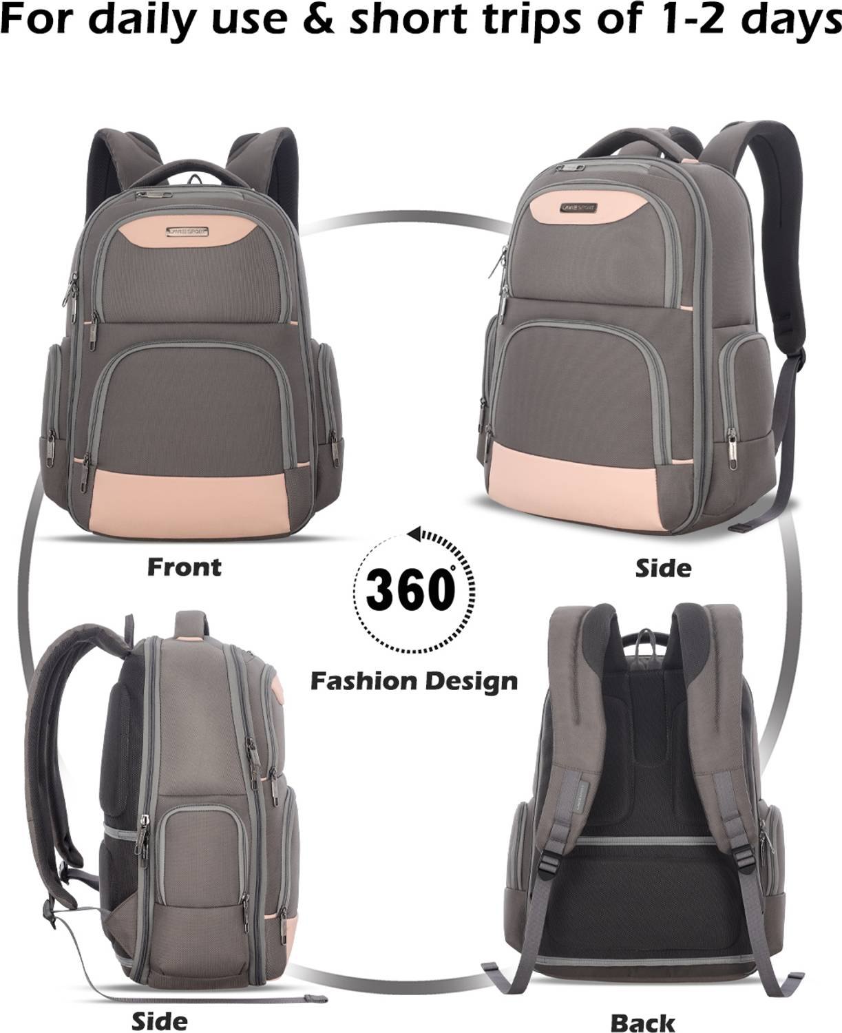 Lavie Sport Business Elite25 22L Pink Laptop Backpack - Image 3
