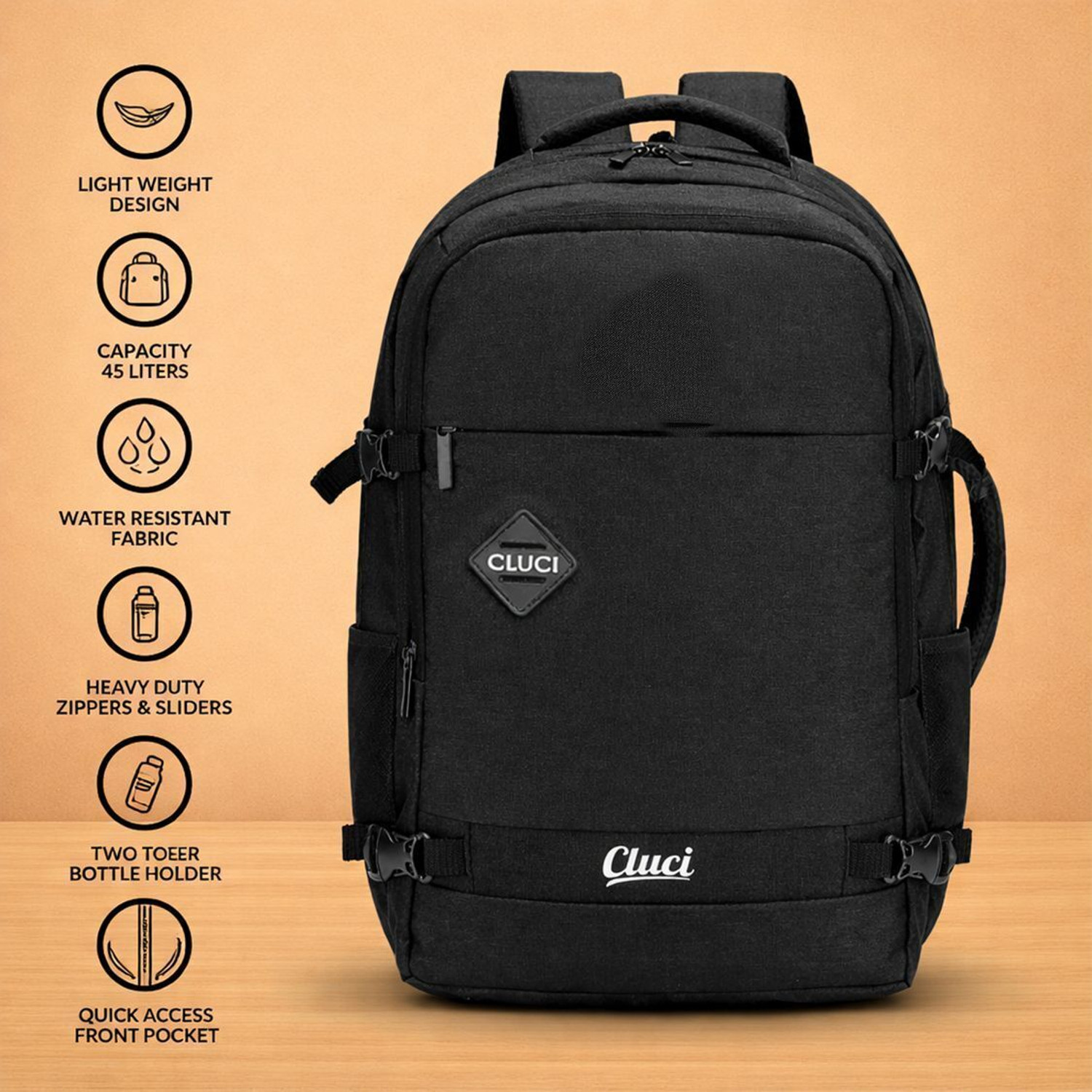 Image of Cluci Luxur Overnighter Expandable Anti Theft feature business /Travel /luggage backpack 45 L Laptop Backpack