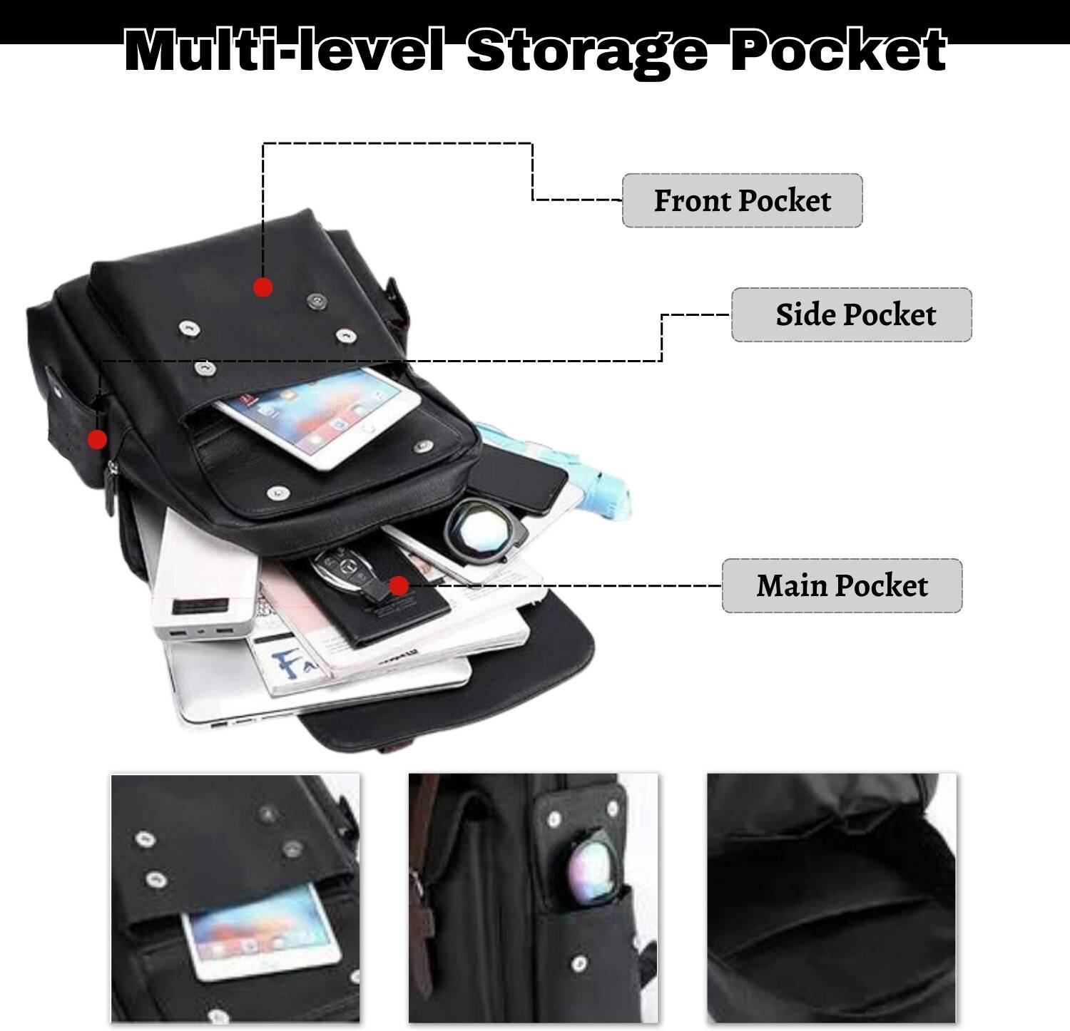 PROVOGUE Casual Business Laptop Backpack, PU Leather, 12L - Image 5