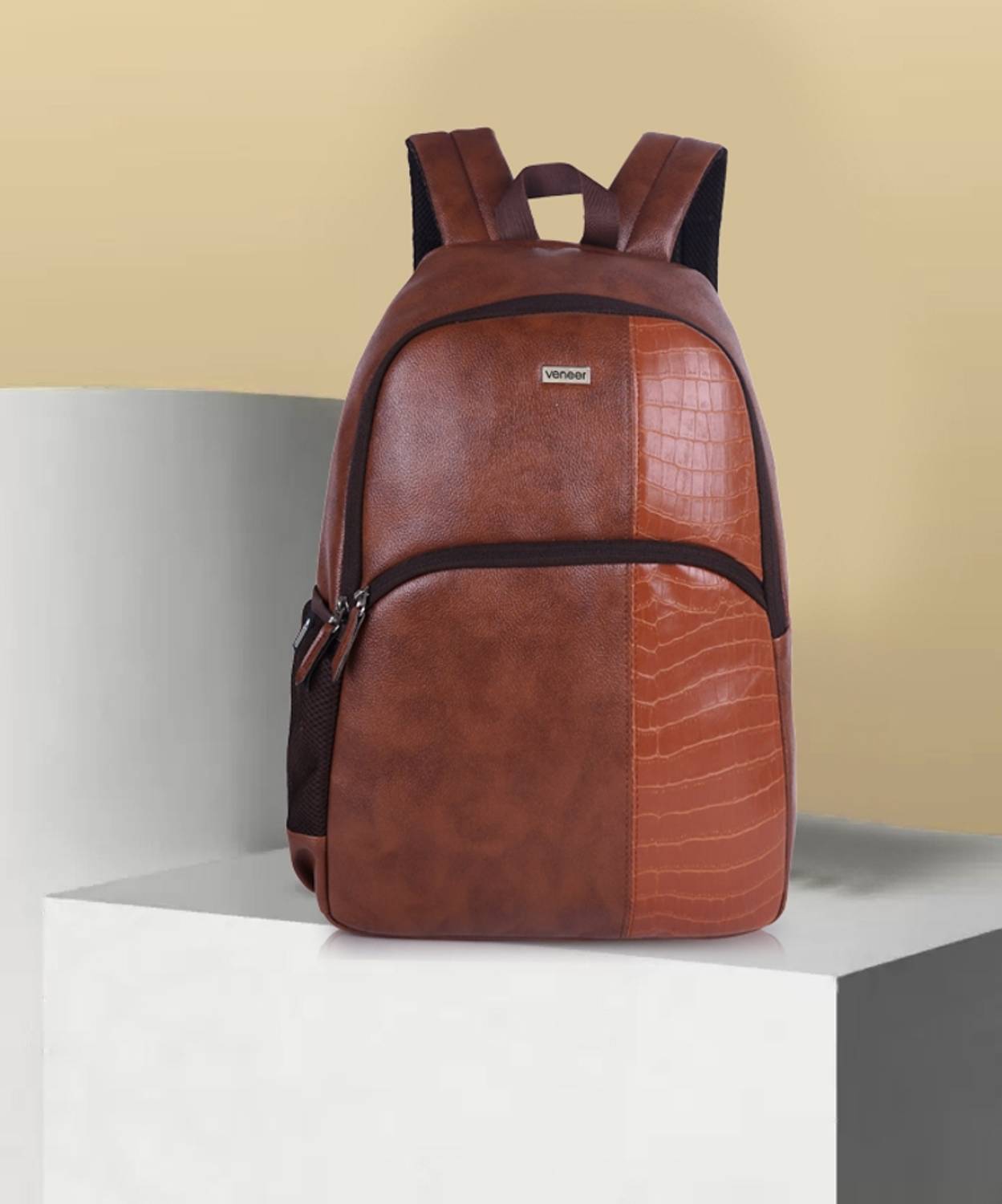 Veneer Vegan Leather Croco Fusion Laptop Backpack 25L