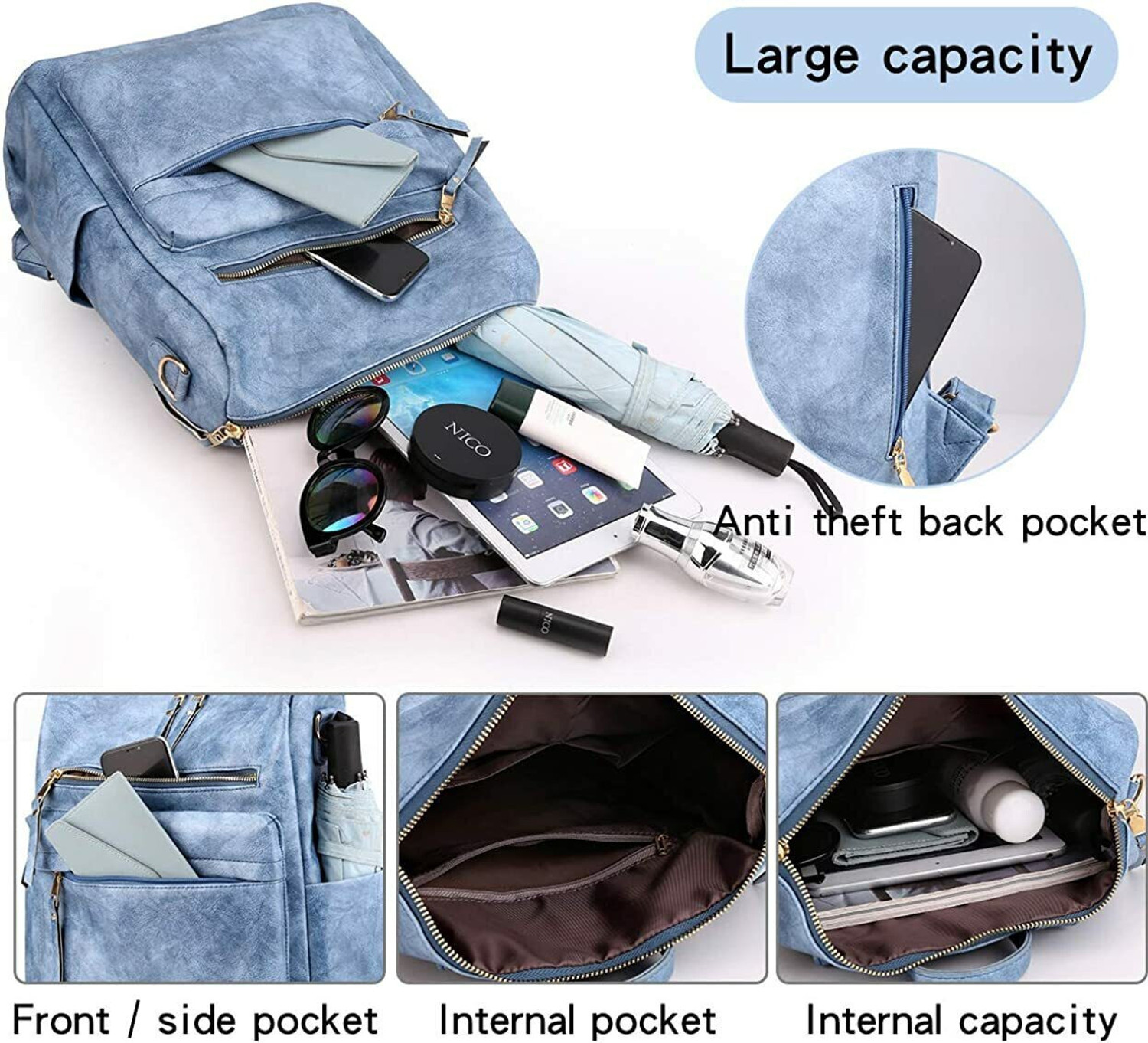 Image of TrueArch Laptop Backpack Backpack for Women Vintage PU Leather Shoulder Bag 24 L Backpack