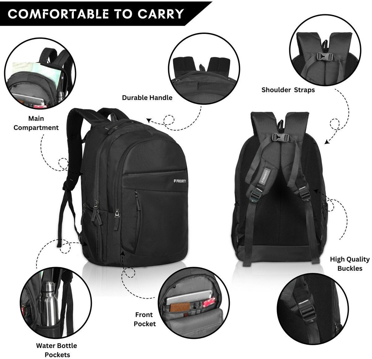 Image of Priority Rojer 005 Laptop Backpack Black 30 L Laptop Backpack