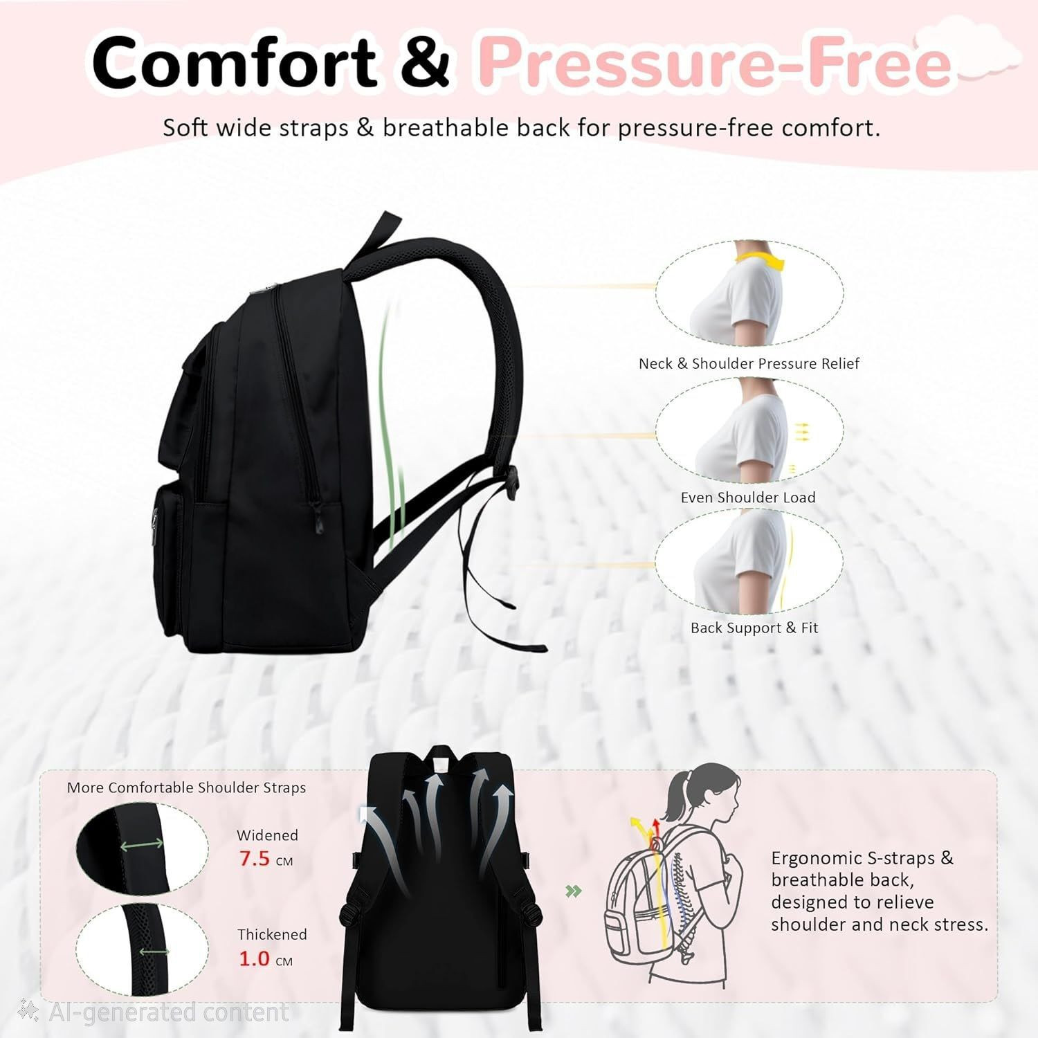 Image of toplis Backpack Purse for Women Convertible Travel Vintage PU Leather Shoulder Black 30 L Backpack