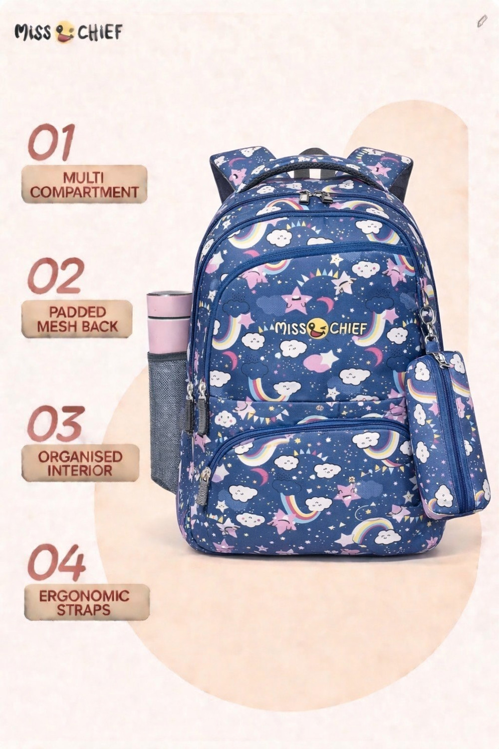 Image of Miss & Chief Laptop Backpack Moonlight Laptop Backpack Water Resistant and Lightweight Bag 36 L Backpack