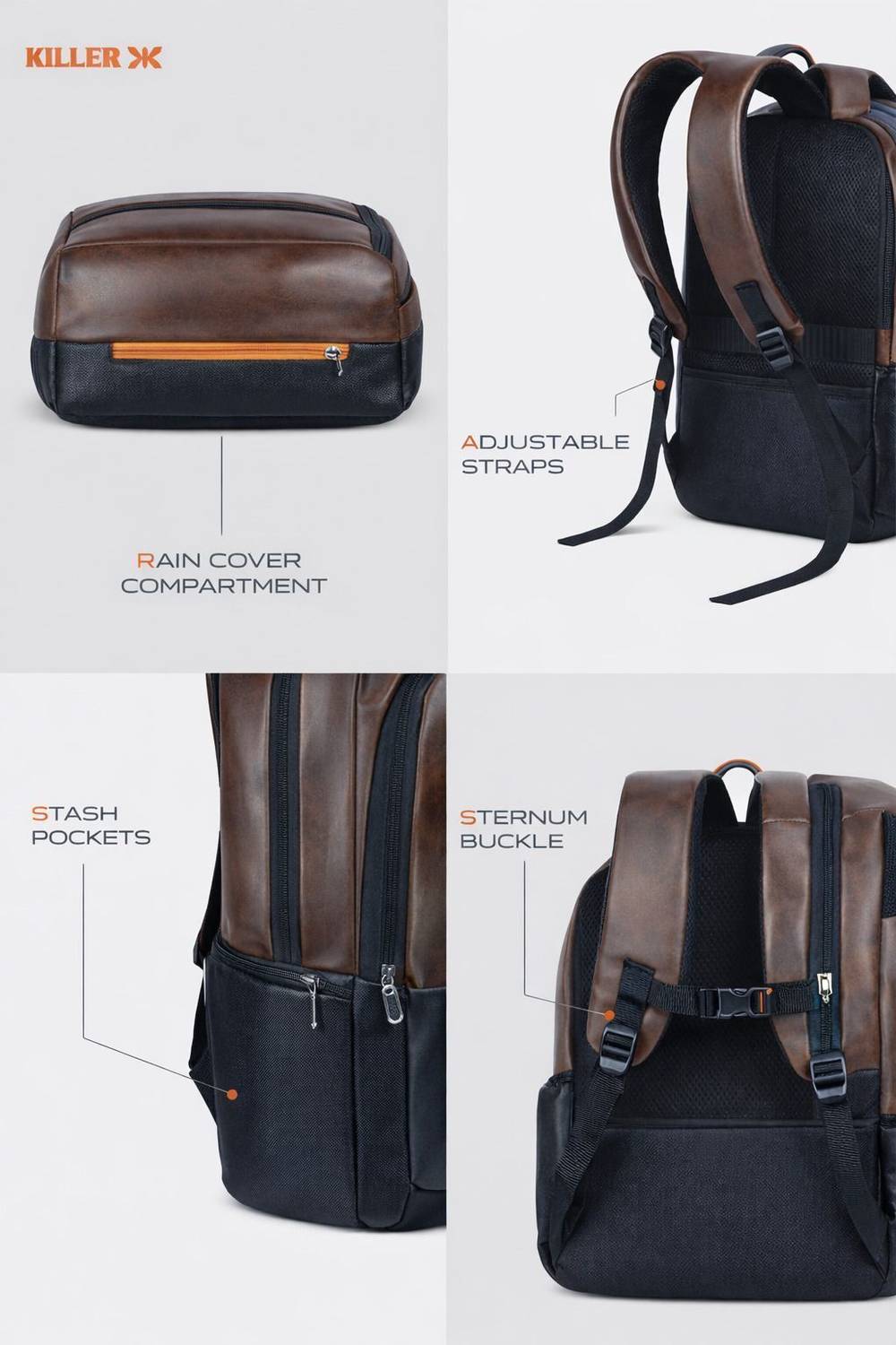 KILLER TWIRL 40L Unisex Laptop Backpack with Raincover - Image 5