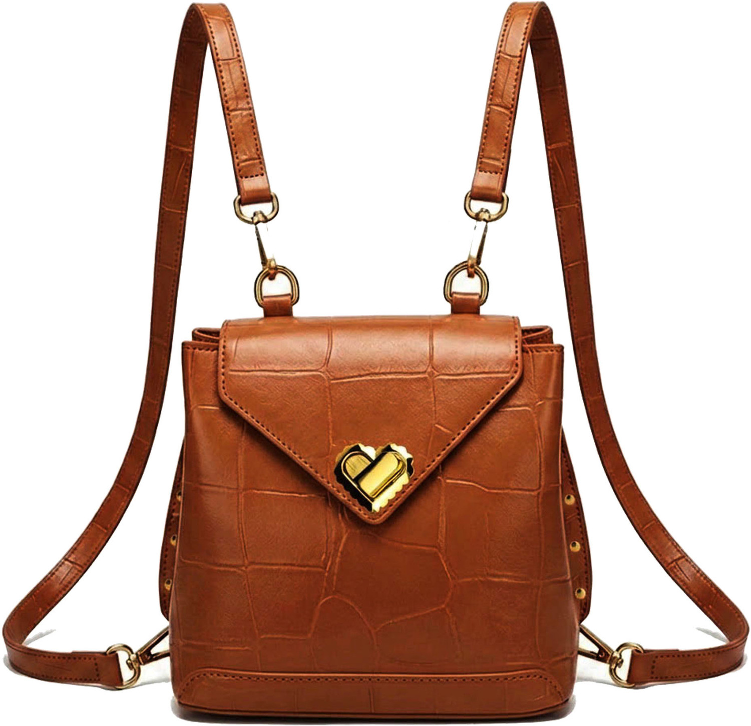 Image of FlyKonix Convertible Backpack & Crossbody Sling Bag with Heart Lock | PU Stylish Handbag 1 L Backpack