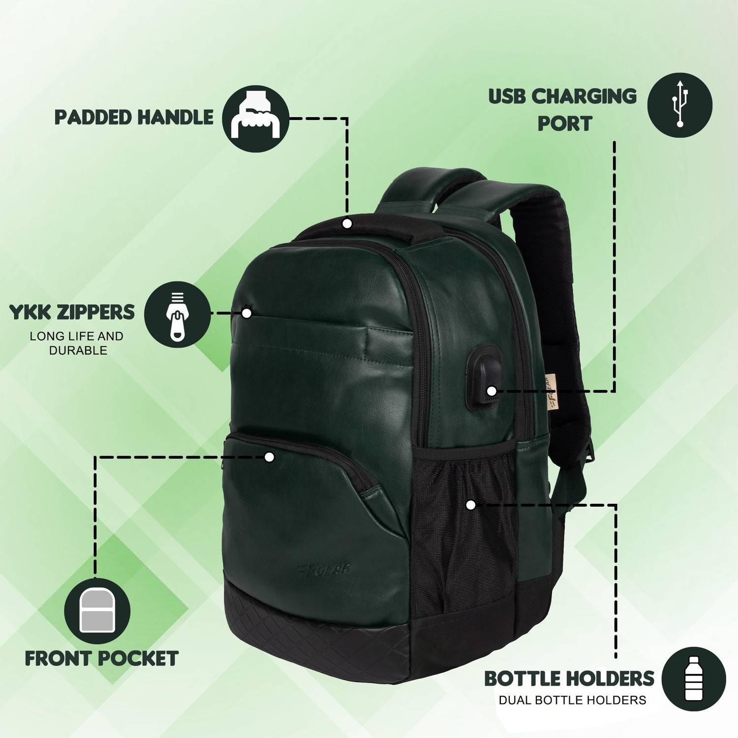 F Gear Luxur V2 Olive Green 27 L Laptop Backpack Olive Green
