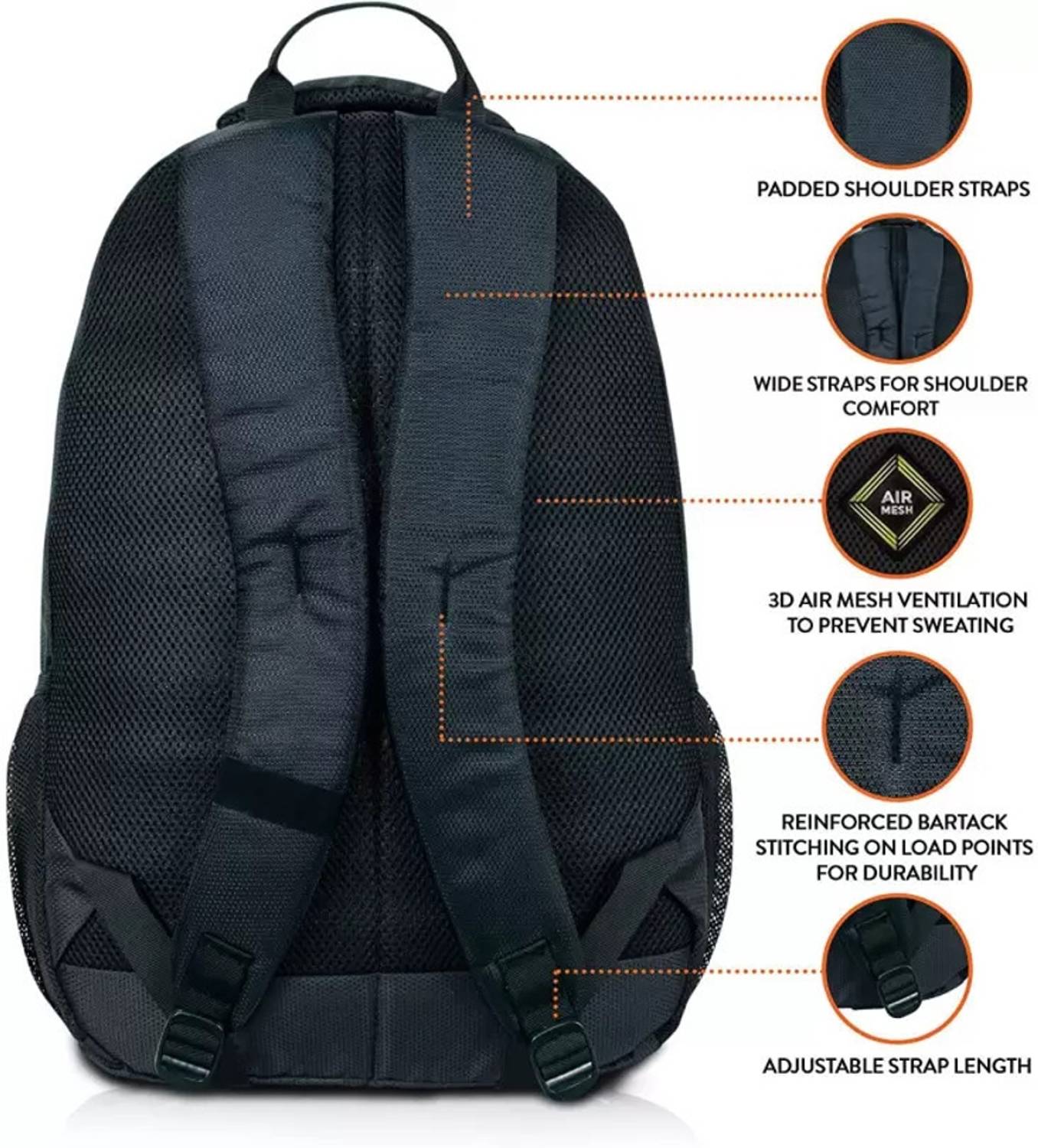 JairaJ 36L Black Laptop Backpack with USB Charging - Image 2