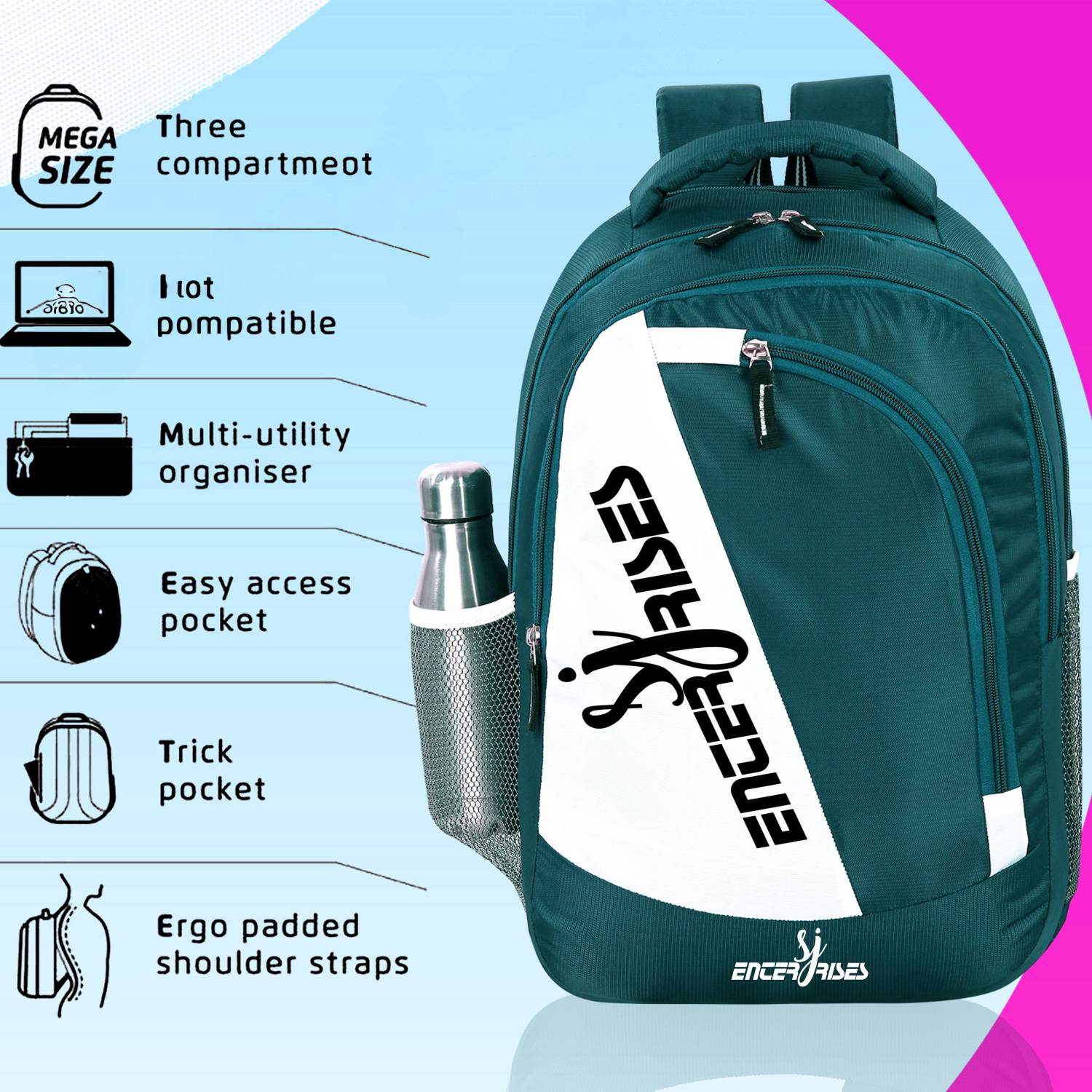 SJ Enterprises Waterproof School Backpack - Image 4