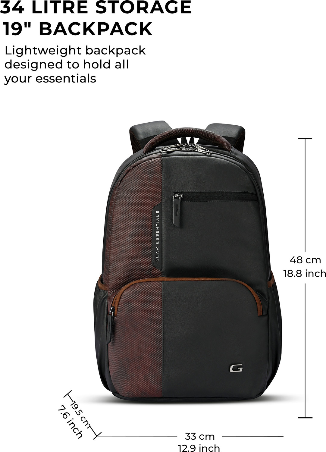Image of Gear VINTAGE 2 FAUX LEATHER (WITHOUT ANTITHEFT) LAPTOP BACKPACK 34 L Laptop Backpack