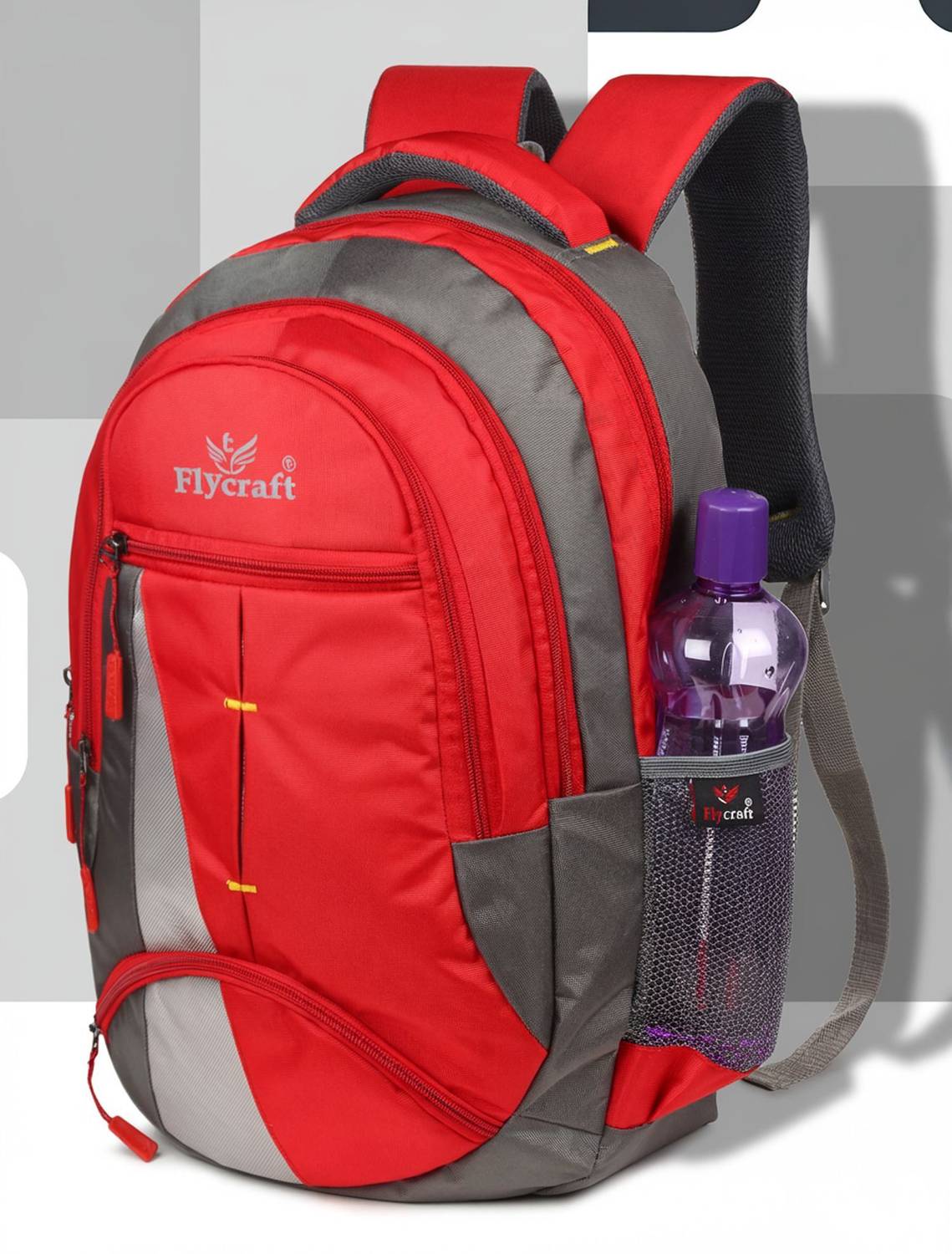 Flycraft simna.1361/2 red grey casual unisex travel, office, massenger,school 30 L Laptop Backpack