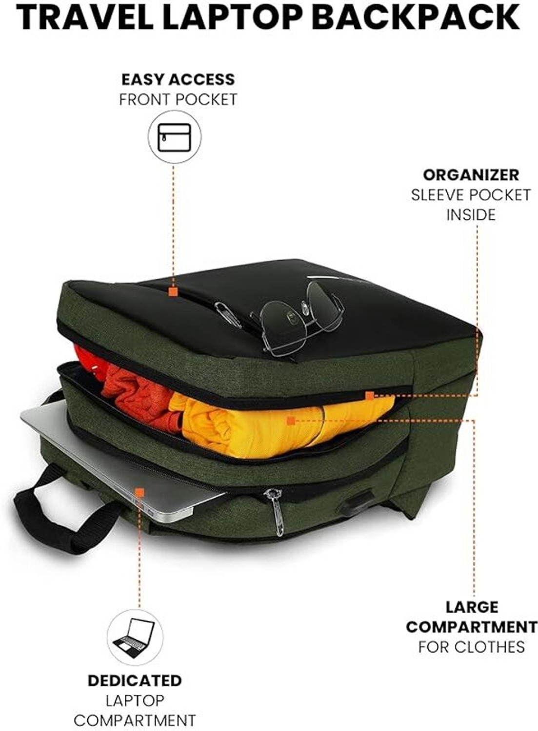 Image of FUR JADEN With Anti-Theft Number Lock USB Charging Port and 15.6 Inch Laptop Compartment 20 L Laptop Backpack